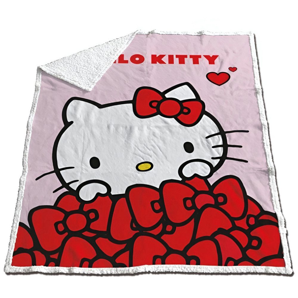 Wohndecke Hello Kitty Coral Decke warme XL Kuscheldecke 130x170 cm, Hello Kitty