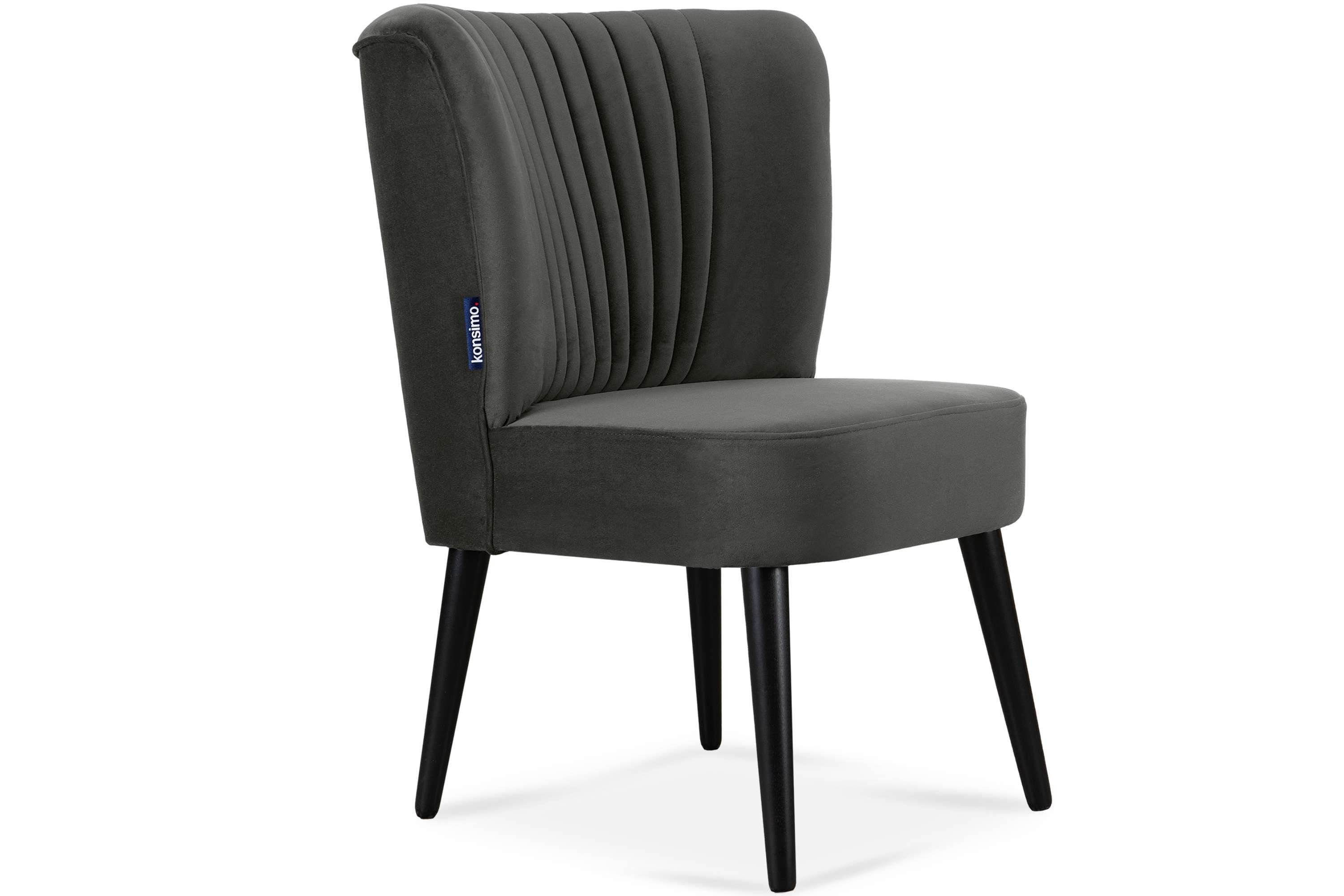 Konsimo Cocktailsessel DUCO Sessel, Ziernaht an der Rückenlehne, schwarz lackierten Beinen aus Buchenholz graphit/schwarz | graphit