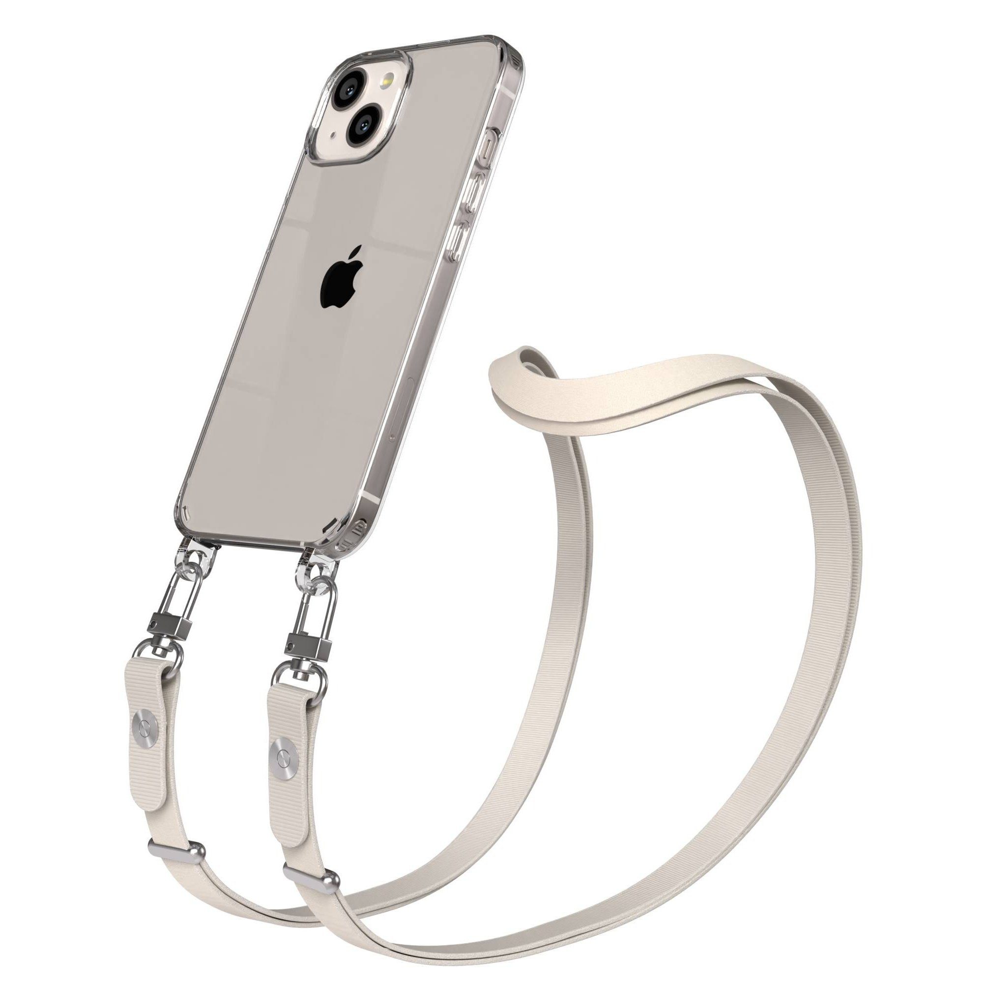 EAZY CASE Handykette für Apple iPhone 13 Handyhülle mit Handyband magnetisch, Handykette in Taupe mit Magnetband und Länge bis 1,90 m