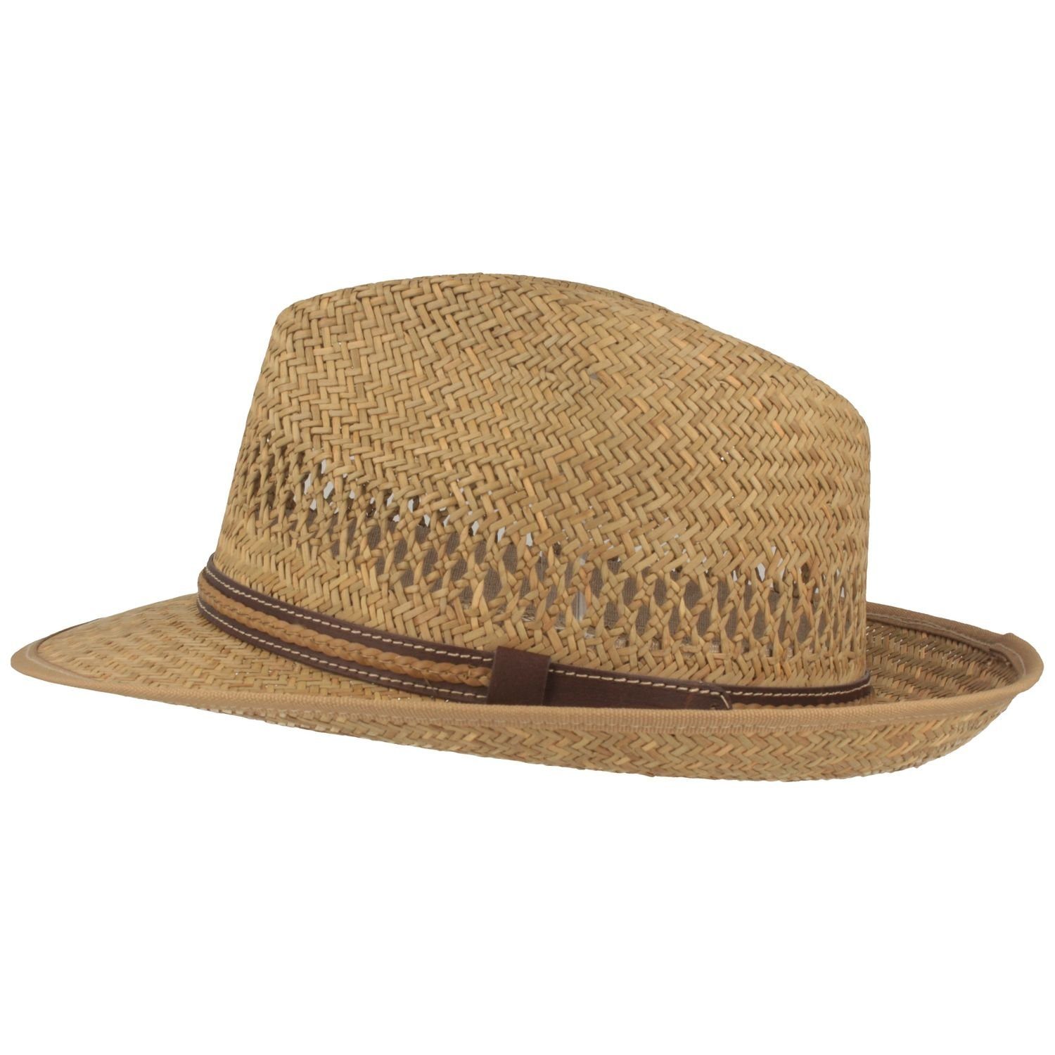Breiter Strohhut mit geflochtener Garnitur günstig online kaufen