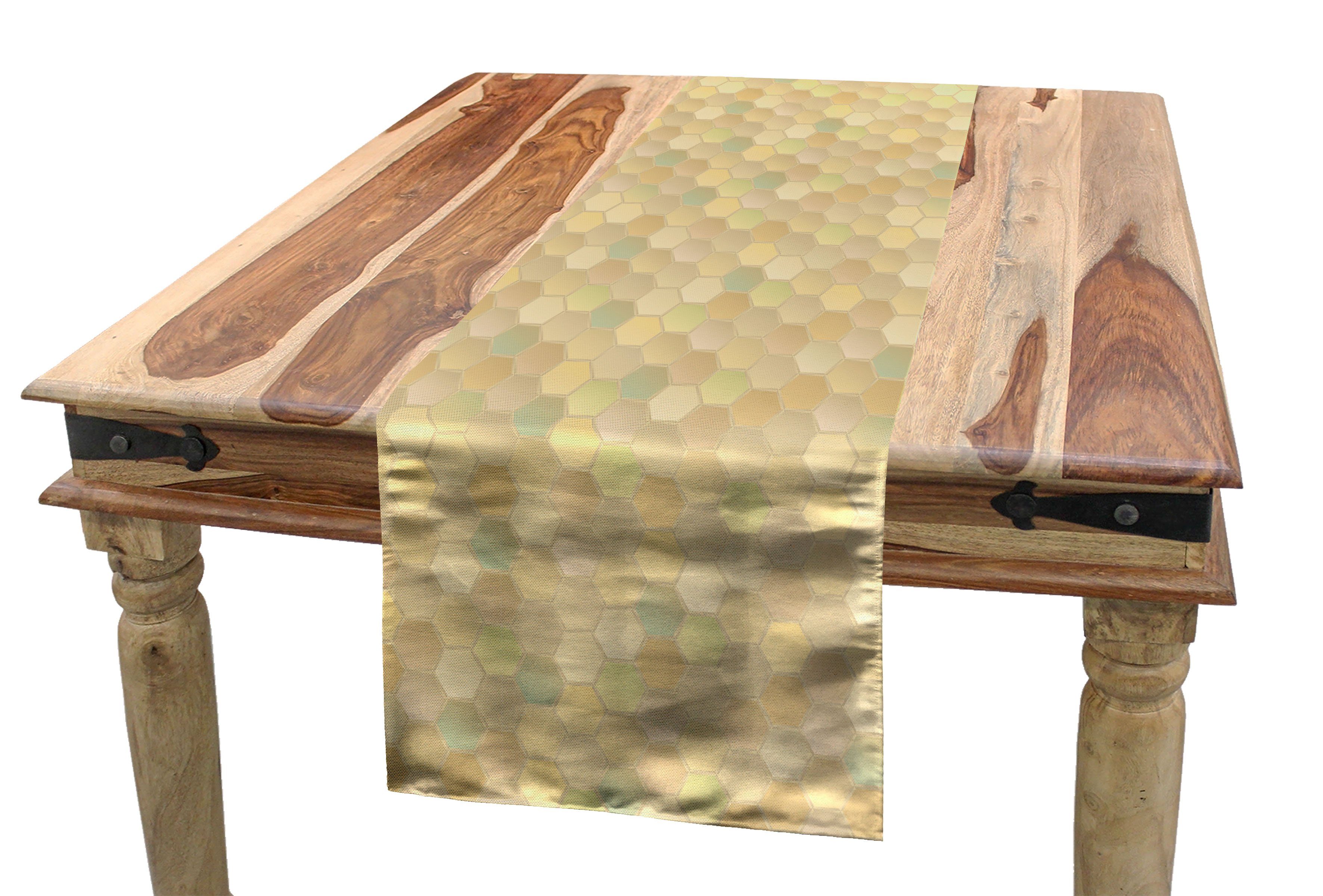 Abakuhaus Tischläufer Esszimmer Küche Rechteckiger Dekorativer Tischläufer, neutrale Farbe Pastell Hexagons Motiv