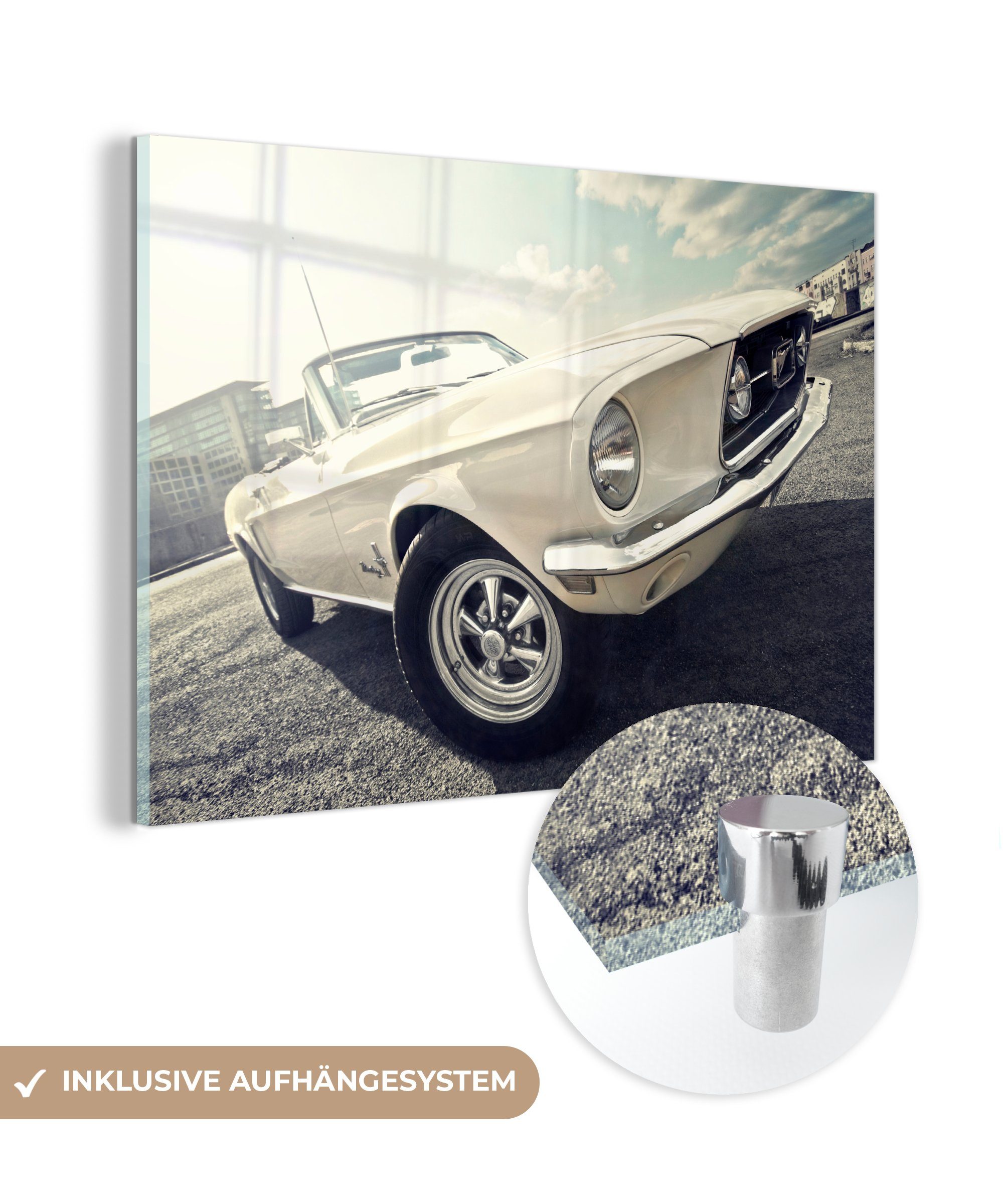 MuchoWow Acrylglasbild Autos - Mustang - Berlin, (1 St), Acrylglasbilder Wohnzimmer & Schlafzimmer