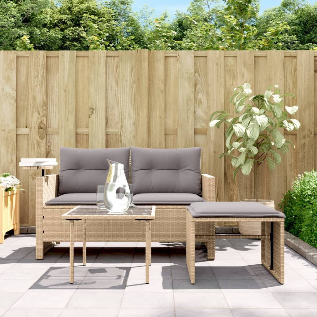 vidaXL Loungesofa 3-tlg. Garten-Sofagarnitur mit Kissen günstig online kaufen
