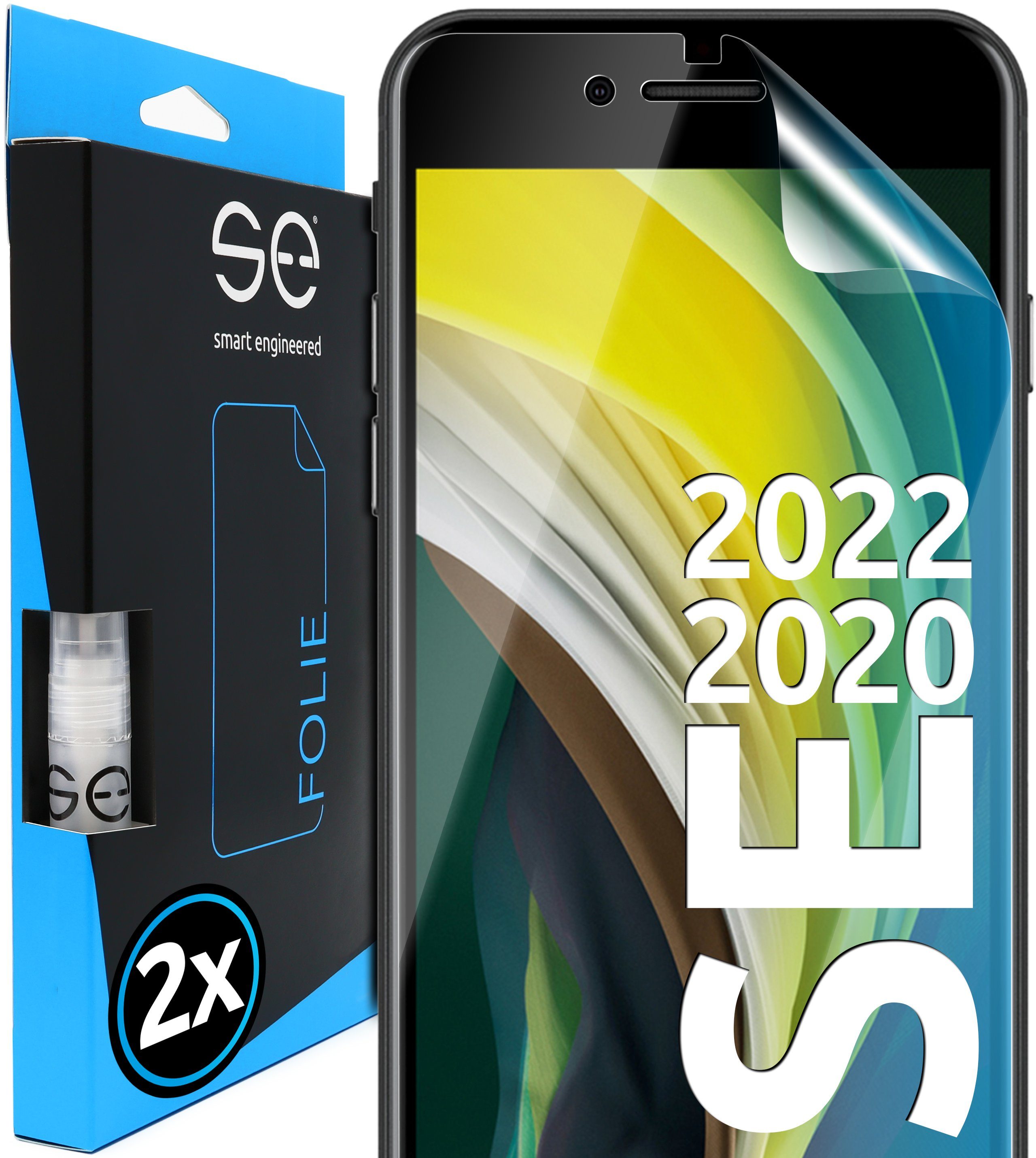 smart engineered 2x se® 3D Schutzfolie Apple iPhone SE 2020 / 2022, Displayschutzfolie, 2 Stück