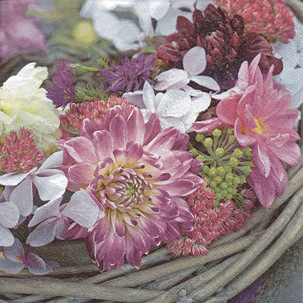 Linoows Papierserviette 20 Servietten Violette Blumengirland, Lila Blütenpracht, (Packung), Motiv Violette Blumengirland, Lila Blütenpracht