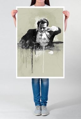 Sinus Art Leinwandbild Pulp Fiction John Travolta 90x60cm Paul Sinus Art Splash Art Wandbild als Poster ohne Rahmen gerollt