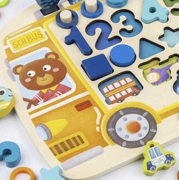 KRUZZEL Lernspielzeug Holzperlen-Mosaikpuzzle für Kinder: 6-in-1 Sortierer & Lernspiel (Lernspielzeug-set, 6 in 1 förderndes Konzetrations-spiel), Konzentration, fördert Fantasie, vielseitig, fördert Fähigkeiten.