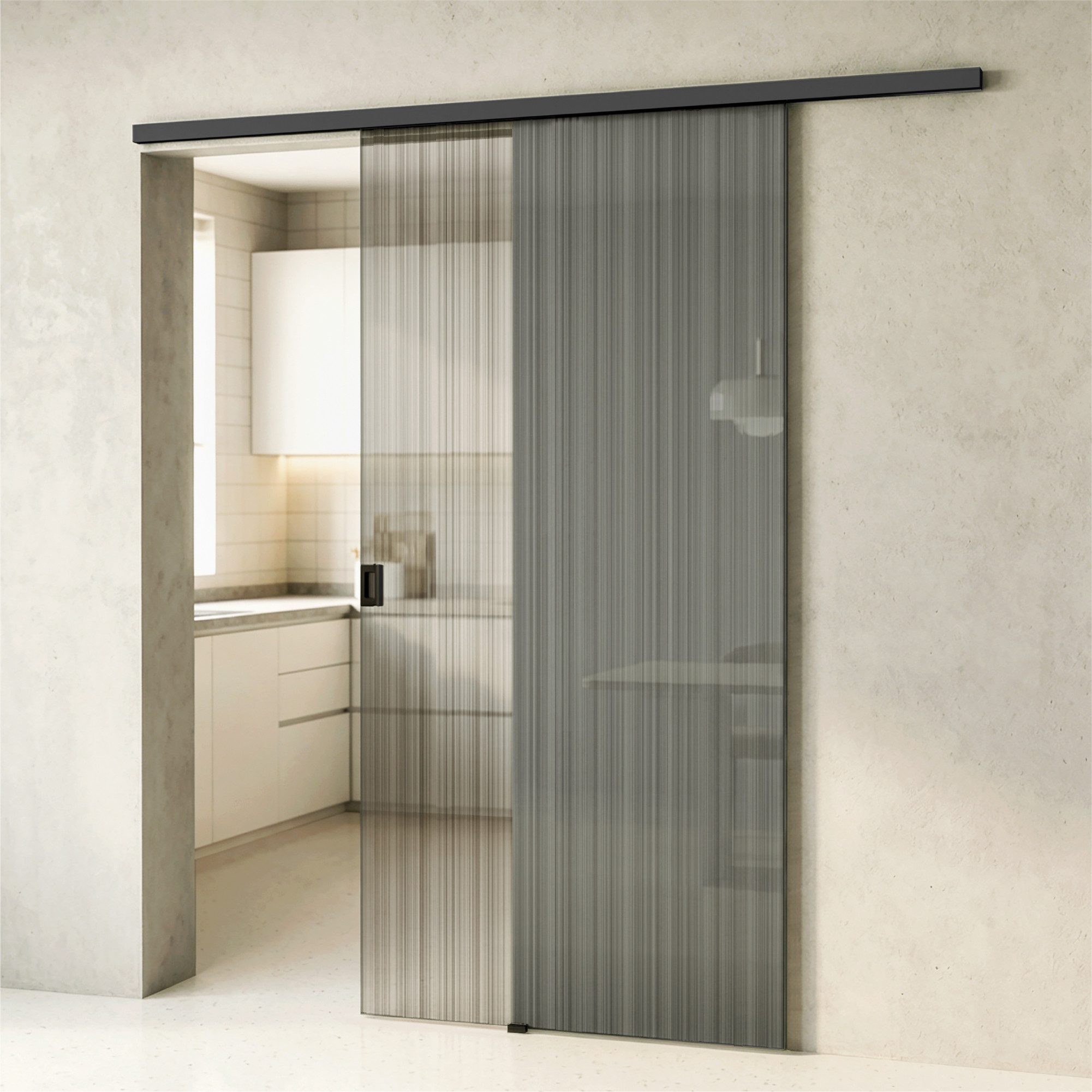 doporro Glasschiebetür Komplettset Soft-Close Zimmertür mit Sicherheitsfolie 8mm ESG Mu001, Aluminiumkonstruktion