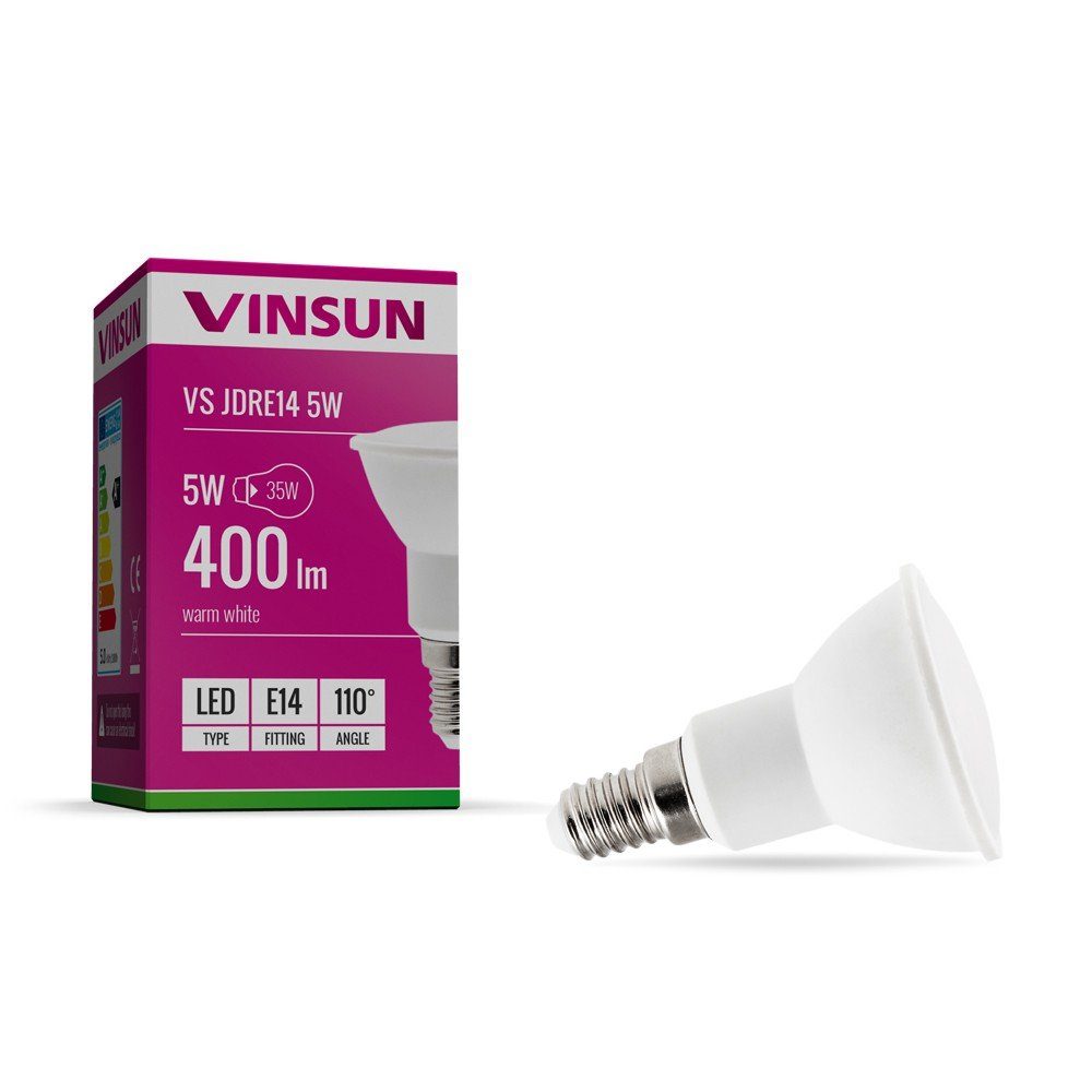 warmweiß E14 5W 2900K ersetzt Vinsun JDR LED-Leuchtmittel Leuchtmittel LED 35W Lampe Reflektor