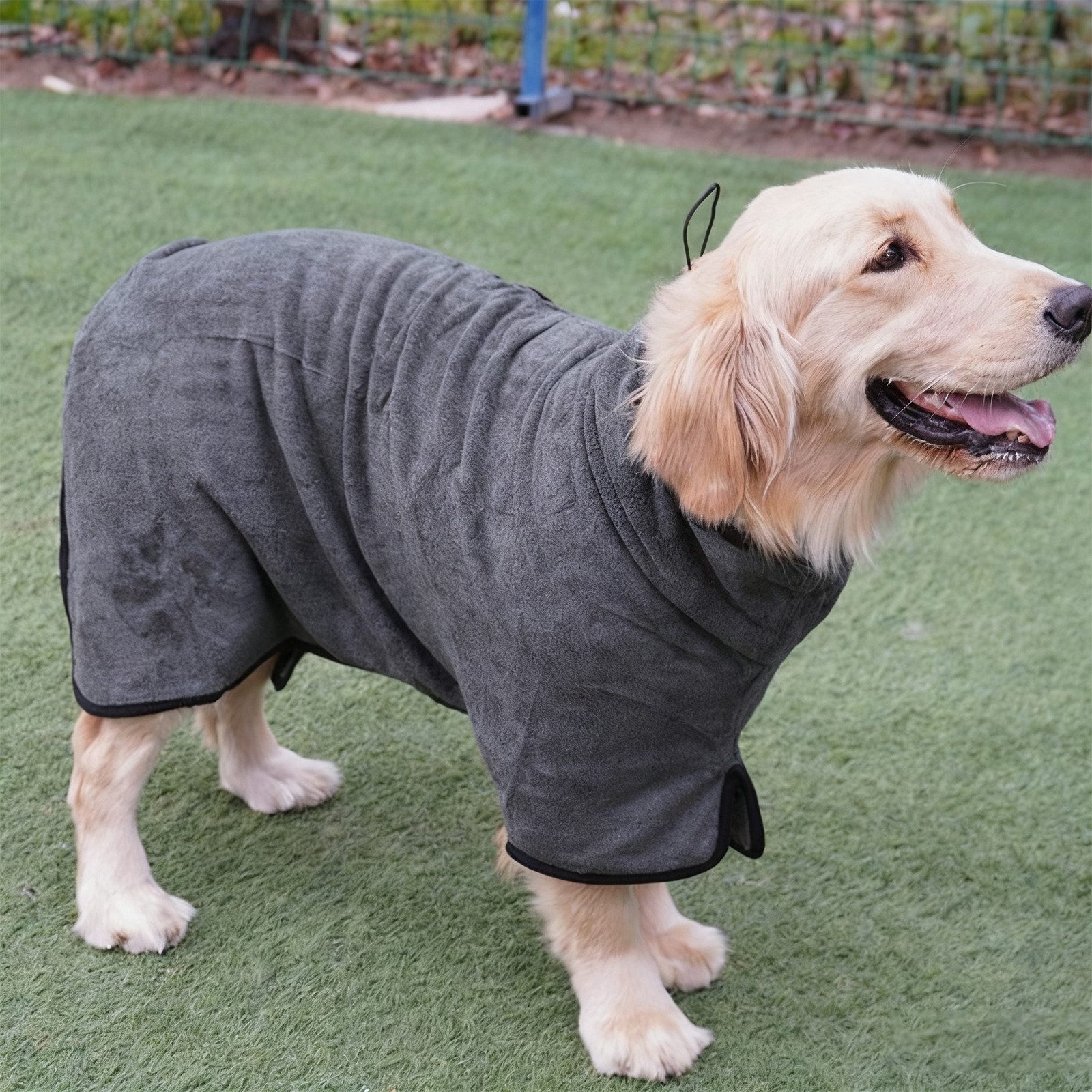 OKWISH Hundebademantel schnelltrocknender Hundebademantel Hunde Trockenmantel Hundetuch, verstellbar maschinenwaschbar und pflegeleicht für Hunde jeder Größe