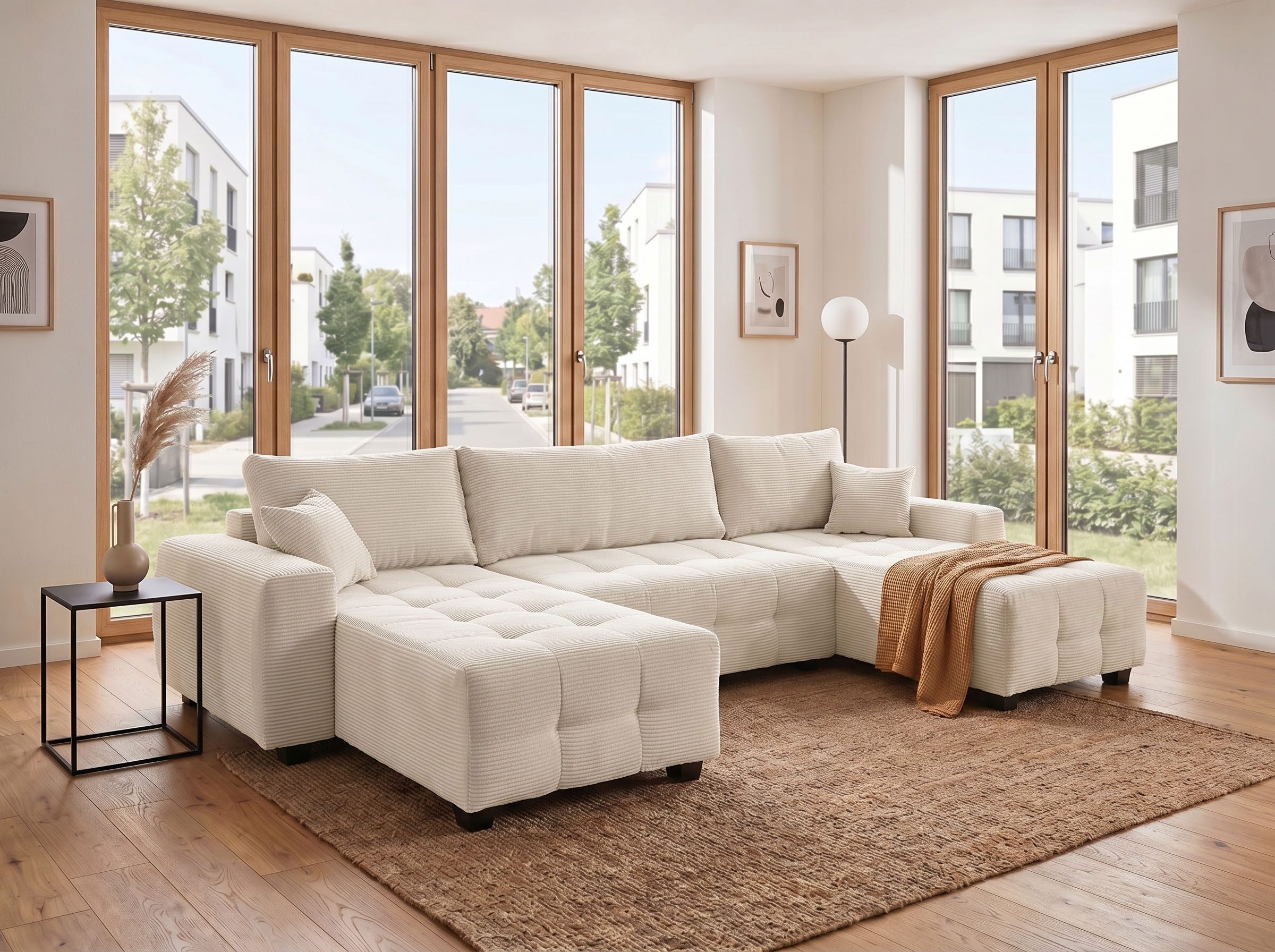 OTTO home Wohnlandschaft Bella U-Form, B: 314 cm, inkl. Schlaffunktion, inkl. Bettkasten, Bonellfederkern, extra große Liegefläche: 269x135cm
