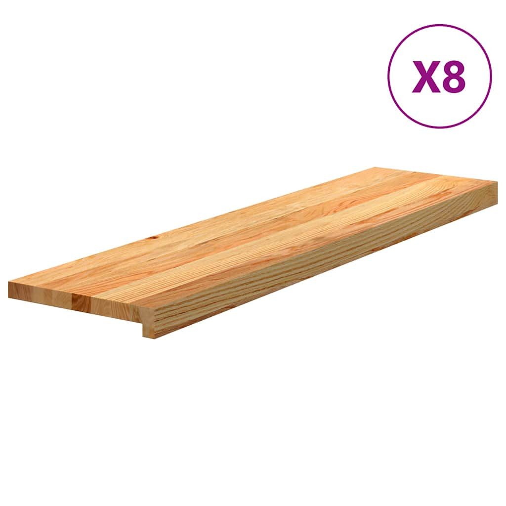 vidaXL Stufenmatte Treppenstufen 8 Stk. Hellbraun 100x30x2 cm Massivholz Eiche, Hütte, Höhe: 2 mm, Treppenstufen 8 Stk. Hellbraun 100x30x2 cm Massivholz Eiche