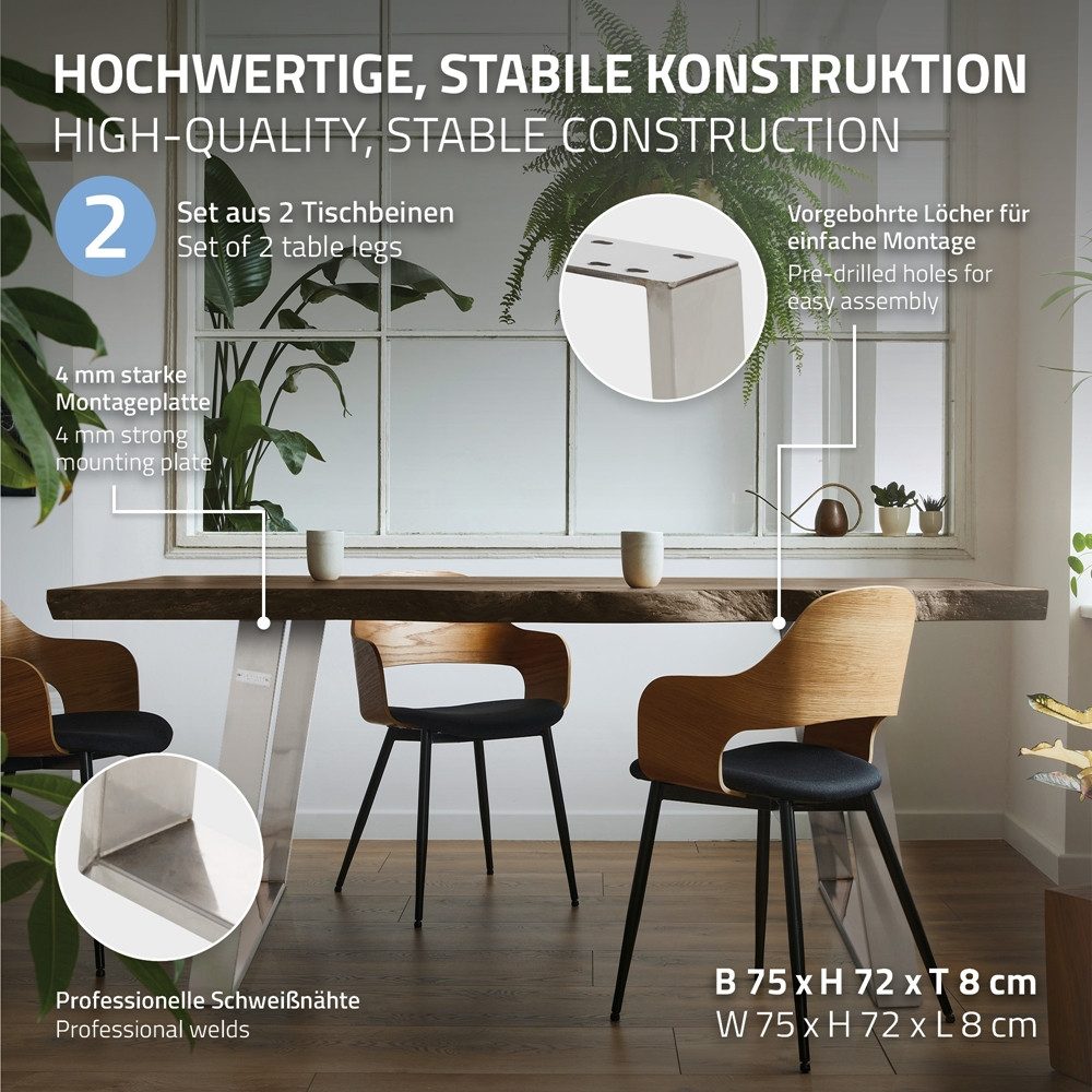 ML-DESIGN Tischbein 2er Set Tischkufen 80GRAD günstig online kaufen