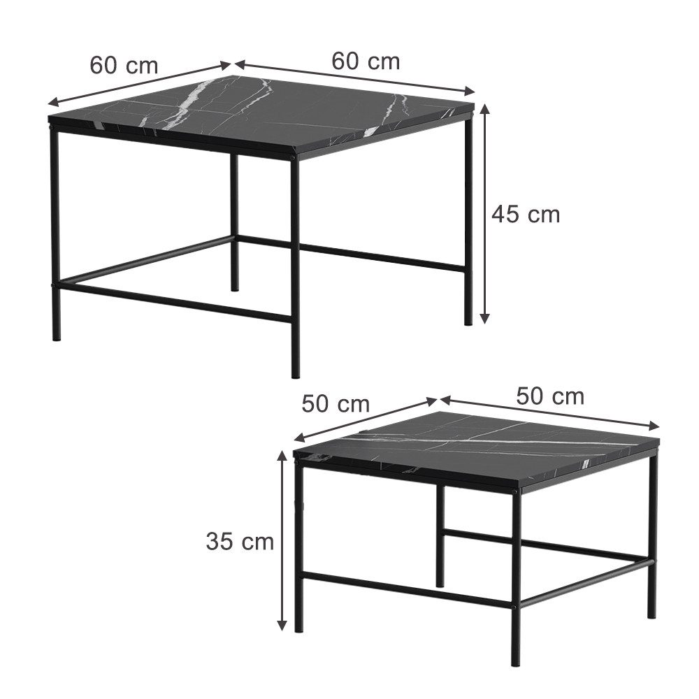 Vicco Couchtisch Ramio, Schwarzer Marmor/Schwarz, 60 günstig online kaufen