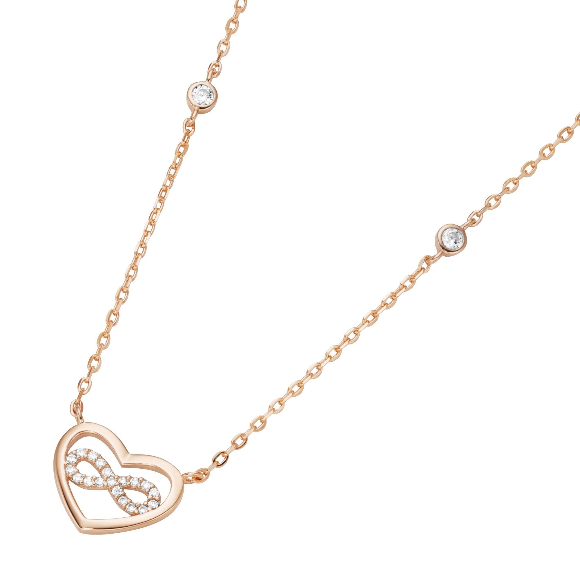 Smart Jewel Collier Herz mit Infinity - Zeichen, Zirkonia Steine, Silber 925