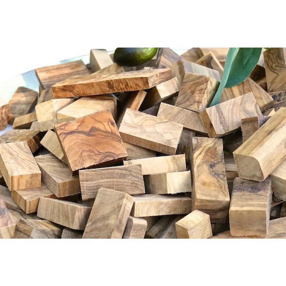 Olivenholz-erleben Räucherofen Räucherholz (Chunks aus Olivenholz) zum  Räuchern & Smoken