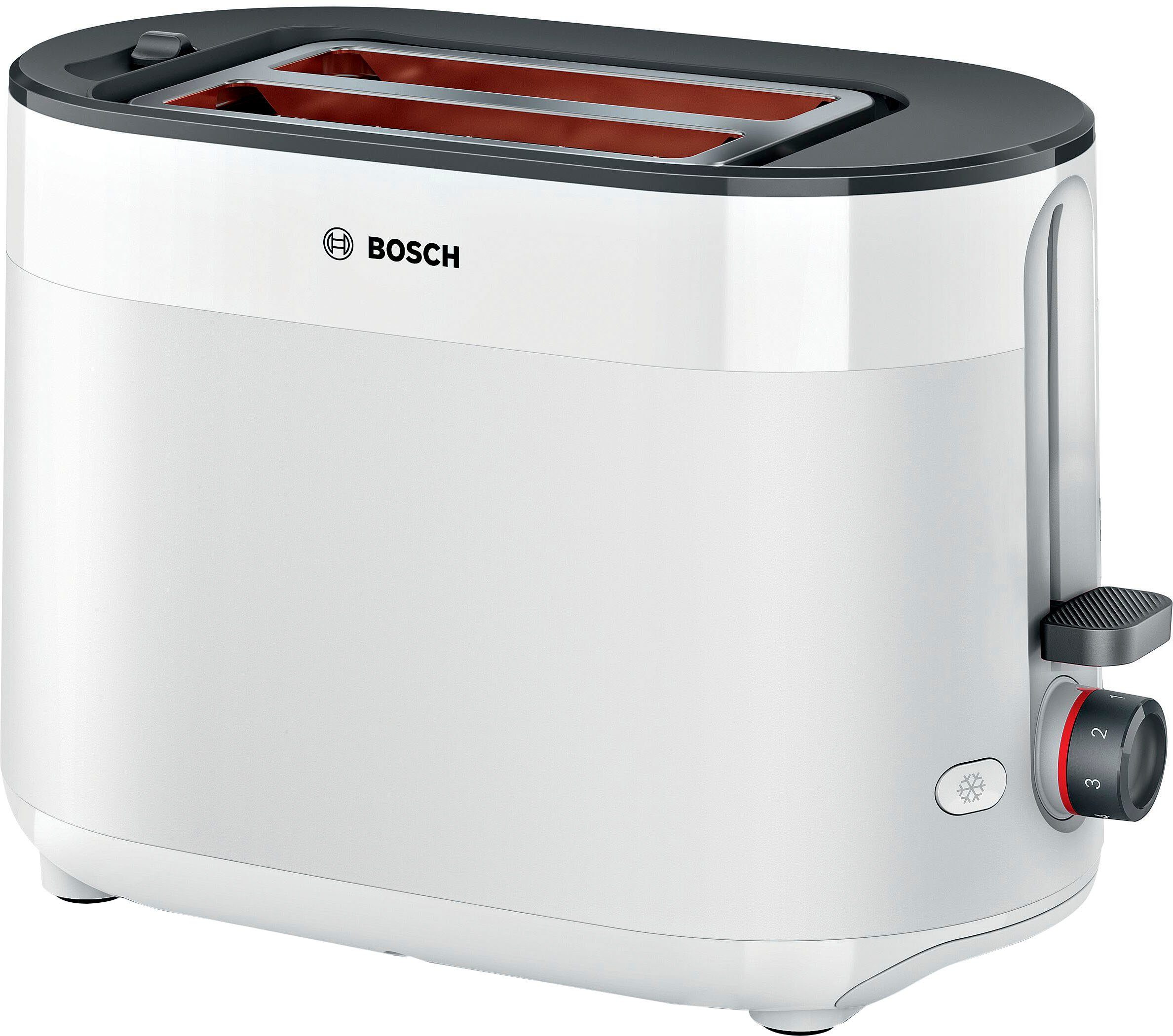 außerordentlich BOSCH Toaster MyMoment TAT2M121, 950 2 2 W, Brotzentrierung, Brötchenaufsatz, für AutoOff Scheiben, Schlitze, integrierter Auftaufunktion