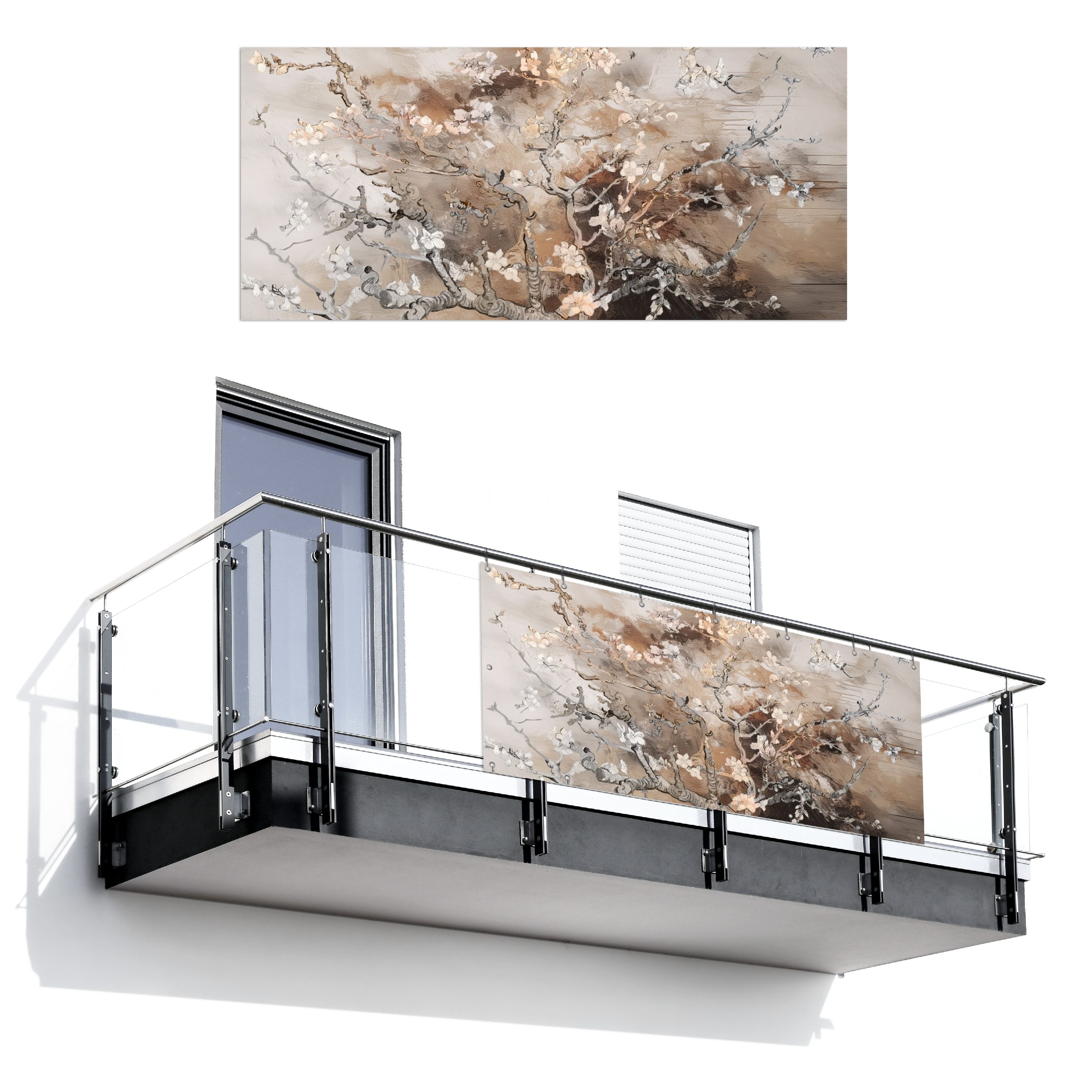 MuchoWow Balkonsichtschutz Mandelblüte - Kunst - Van Gogh - Beige - Abstrak günstig online kaufen