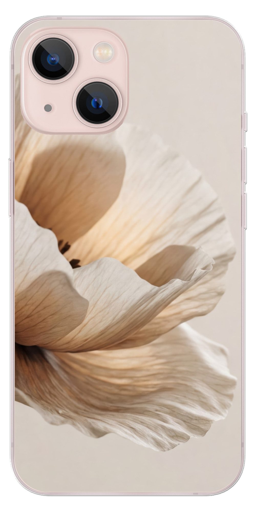 MuchoWow Handyhülle für Apple iPhone 13 Blume - Beige - Creme, Smartphone-Bumper, Print, Handy Schutzhülle Dünn
