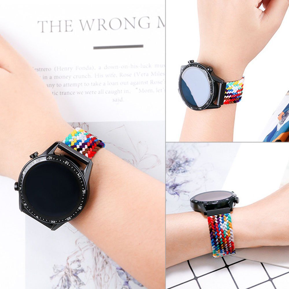 BTTO Uhrenarmband Nylonband Regenbogen Watch/Huawei mm, für Samsung Elastisches 20 mm/22 Farben SmartWatch-Armband Watch/Garmin/Fossi Galaxy 6 Armband Uhrenarmband