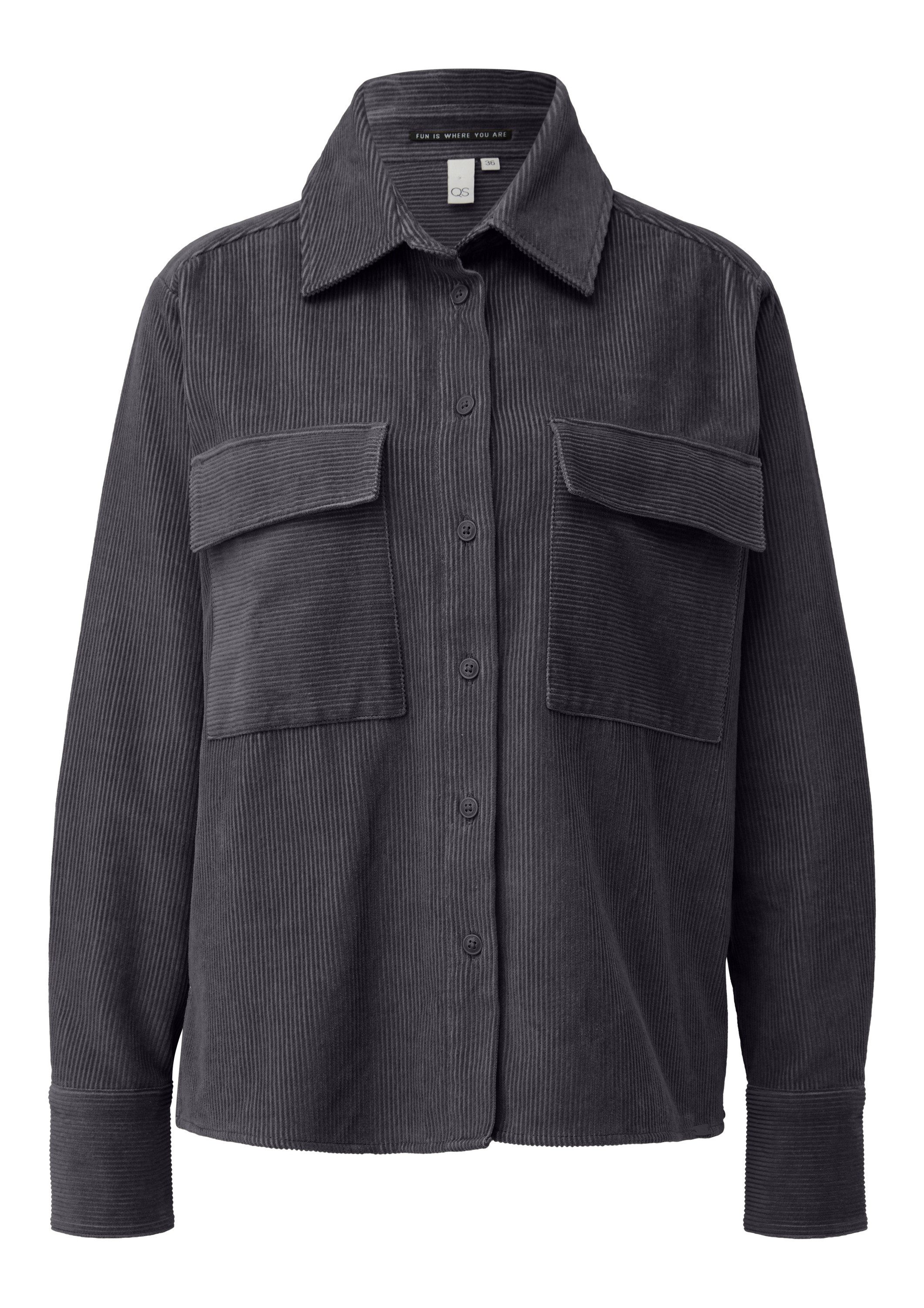 QS Langarmbluse Bluse Cord-Overshirt mit Brusttaschen günstig online kaufen