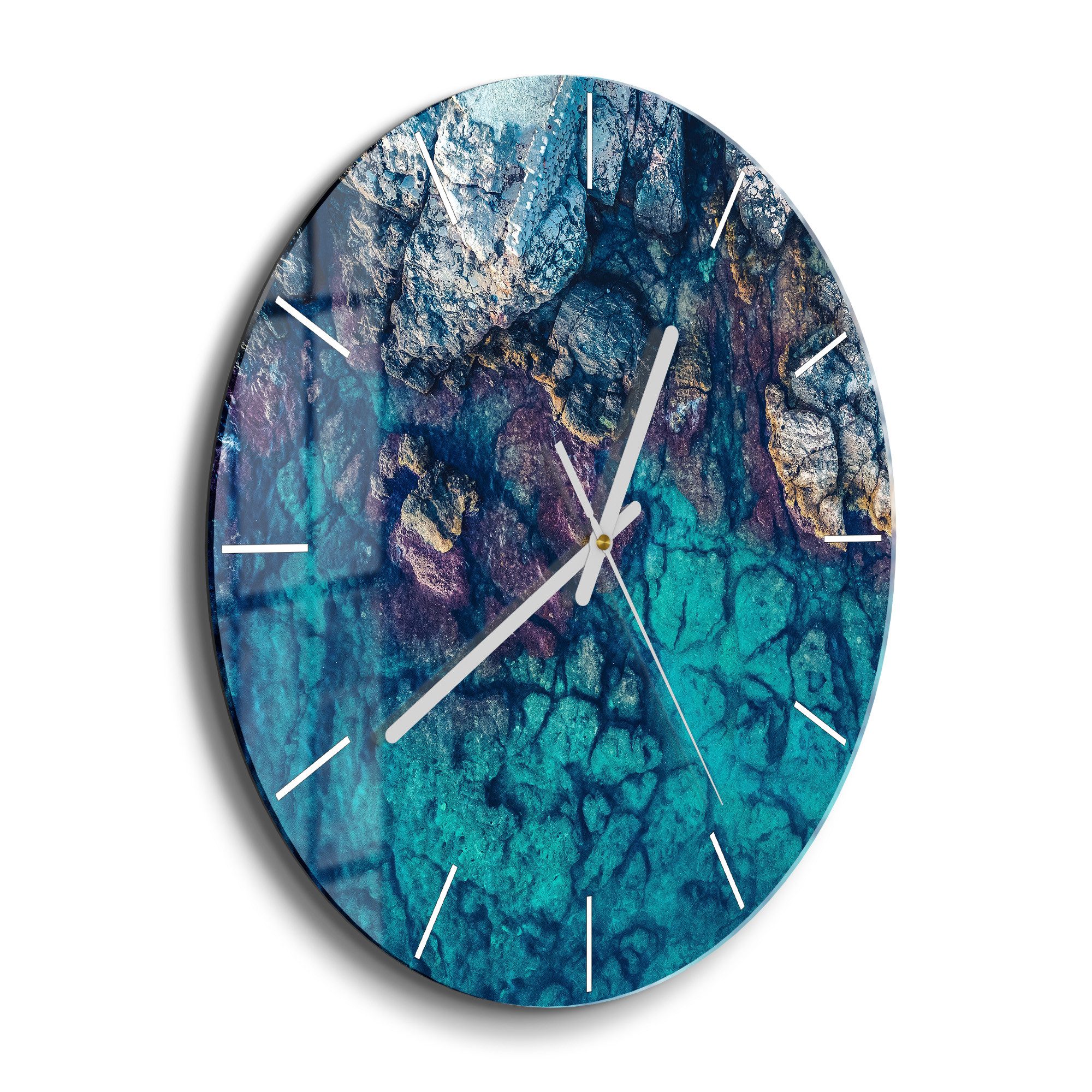 DEQORI Wanduhr 'Küstenfarbenspiel' (Glas Glasuhr modern günstig online kaufen