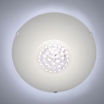 etc-shop LED Deckenleuchte, LED-Leuchtmittel fest verbaut, Warmweiß, Deckenleuchte dimmbar Deckenlampe Glas weiß Wohnzimmerleuchte