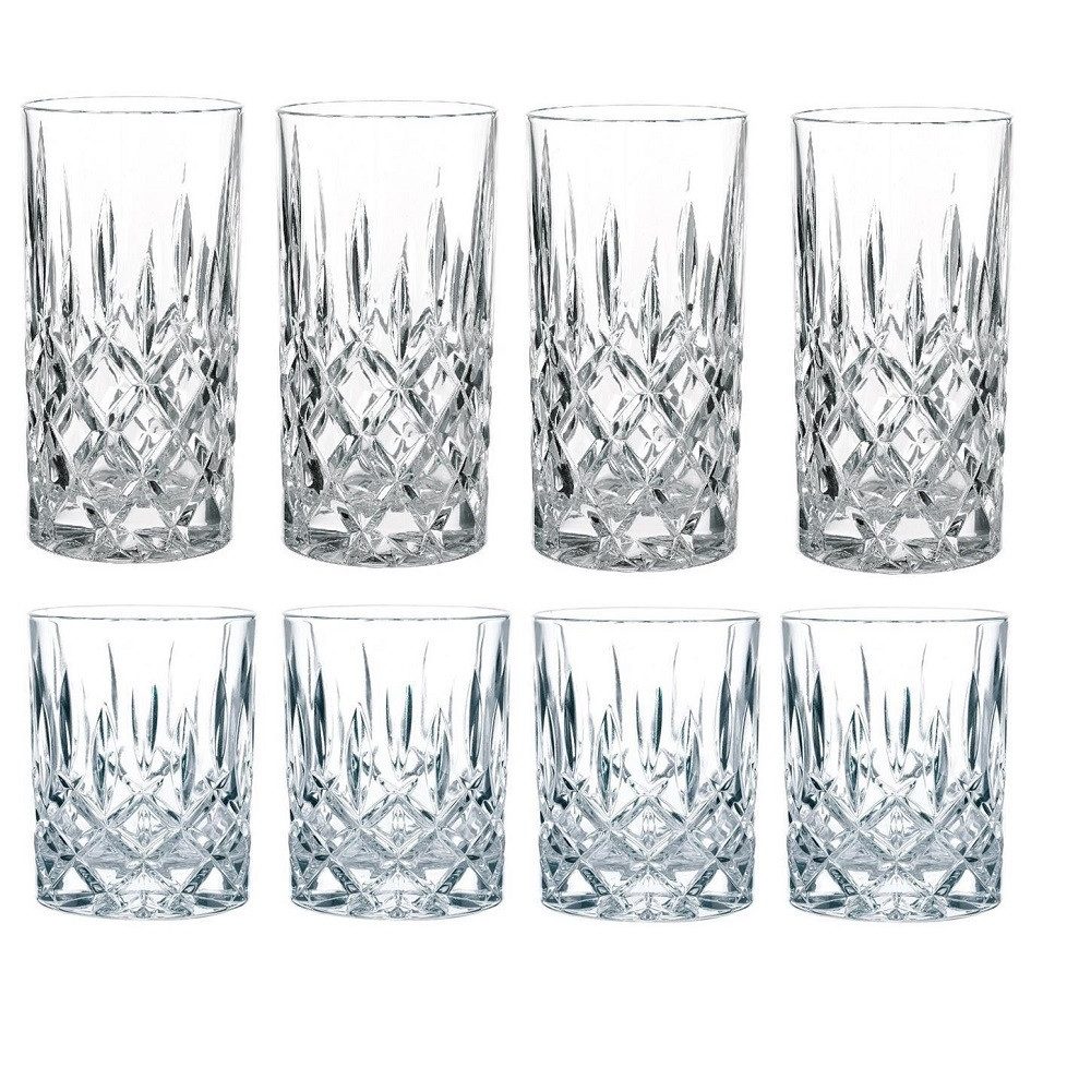 Nachtmann Longdrinkglas Nachtmann Nobelesse Set 4X Whiskybecher + 4X Longdrink Gläser, Kristallglas