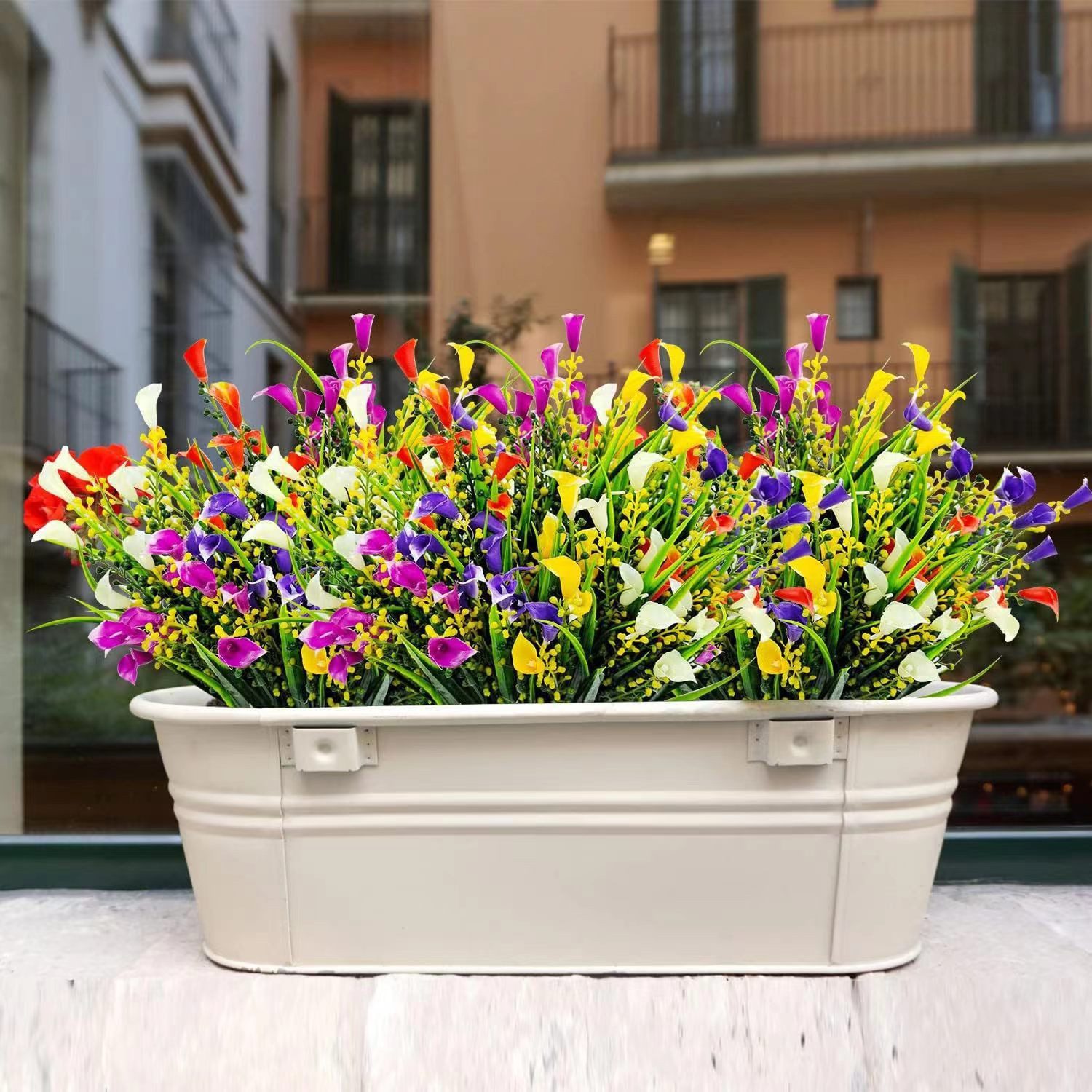 Kunstblumenstrauß Künstliche Blumen Balkon Kunstblumen Außen Blumenstrauß, Agger, für Balkonkasten, Innen Außenbereich Outdoor Zuhause,Büro,Party – Bild 3 von 5