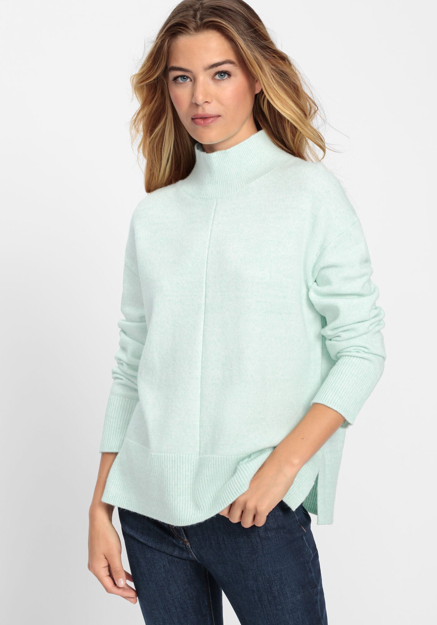 Olsen Stehkragenpullover mit seitlichen Schlitzen am günstig online kaufen