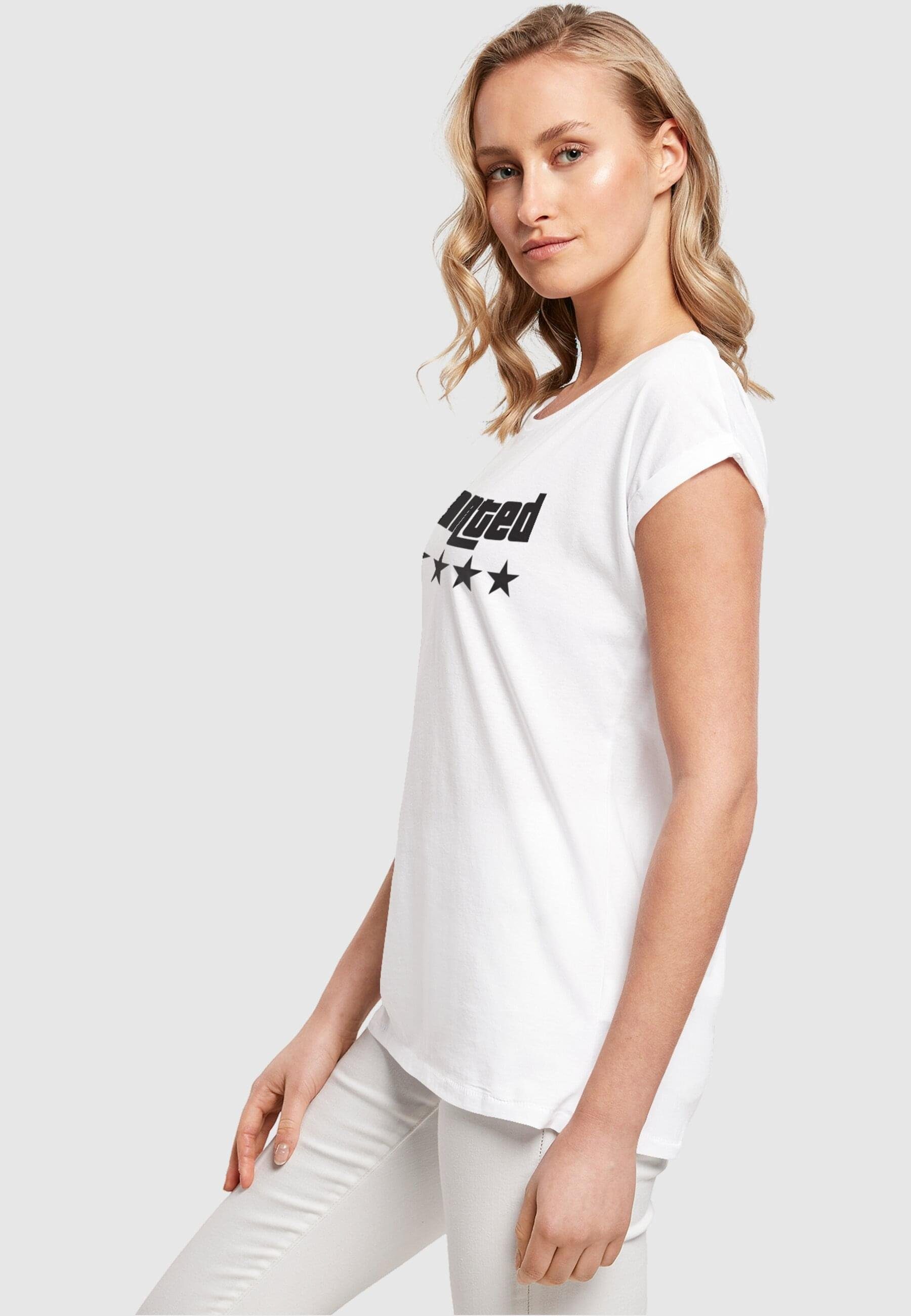 Extended Merchcode Shoulder Wanted T-Shirt Laides (1-tlg) Tee Damen white