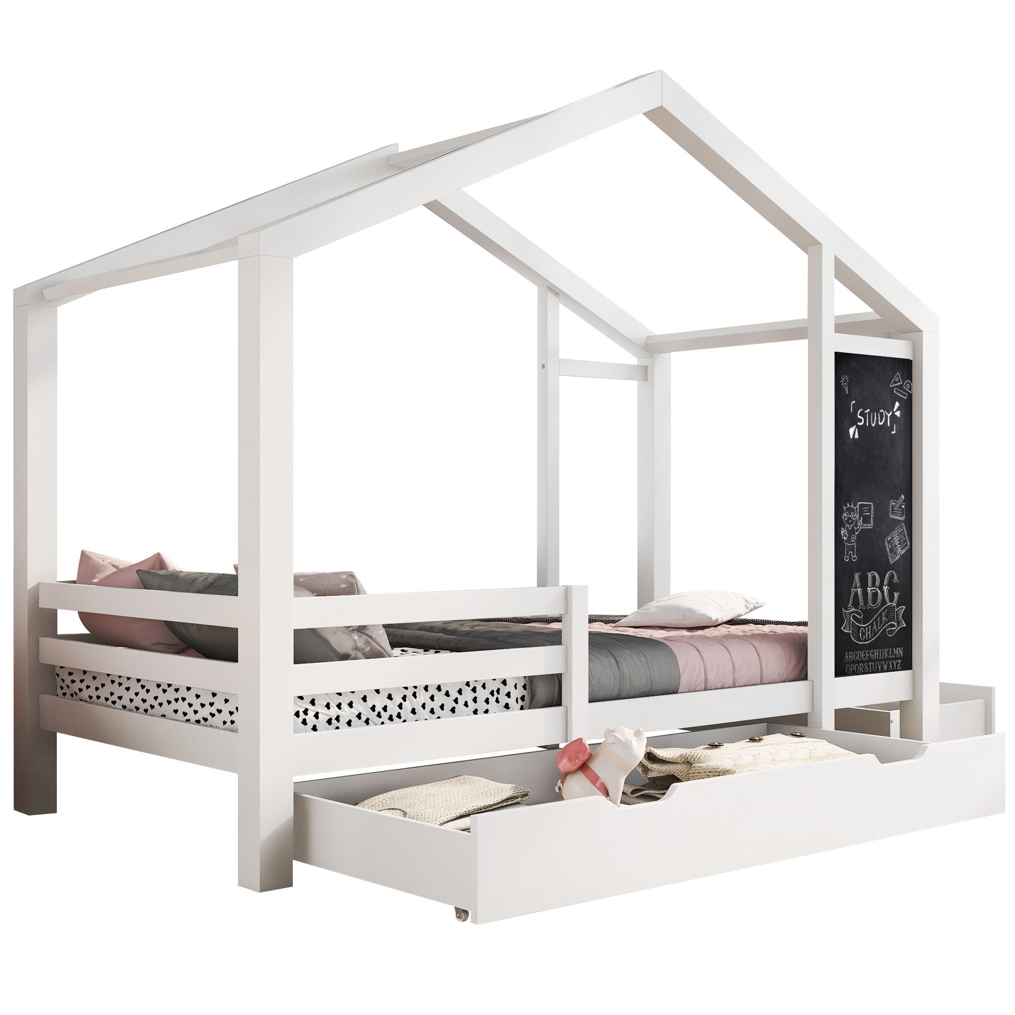 BlingBin Kinderbett Hausbett Hochbett mit Schubladen günstig online kaufen