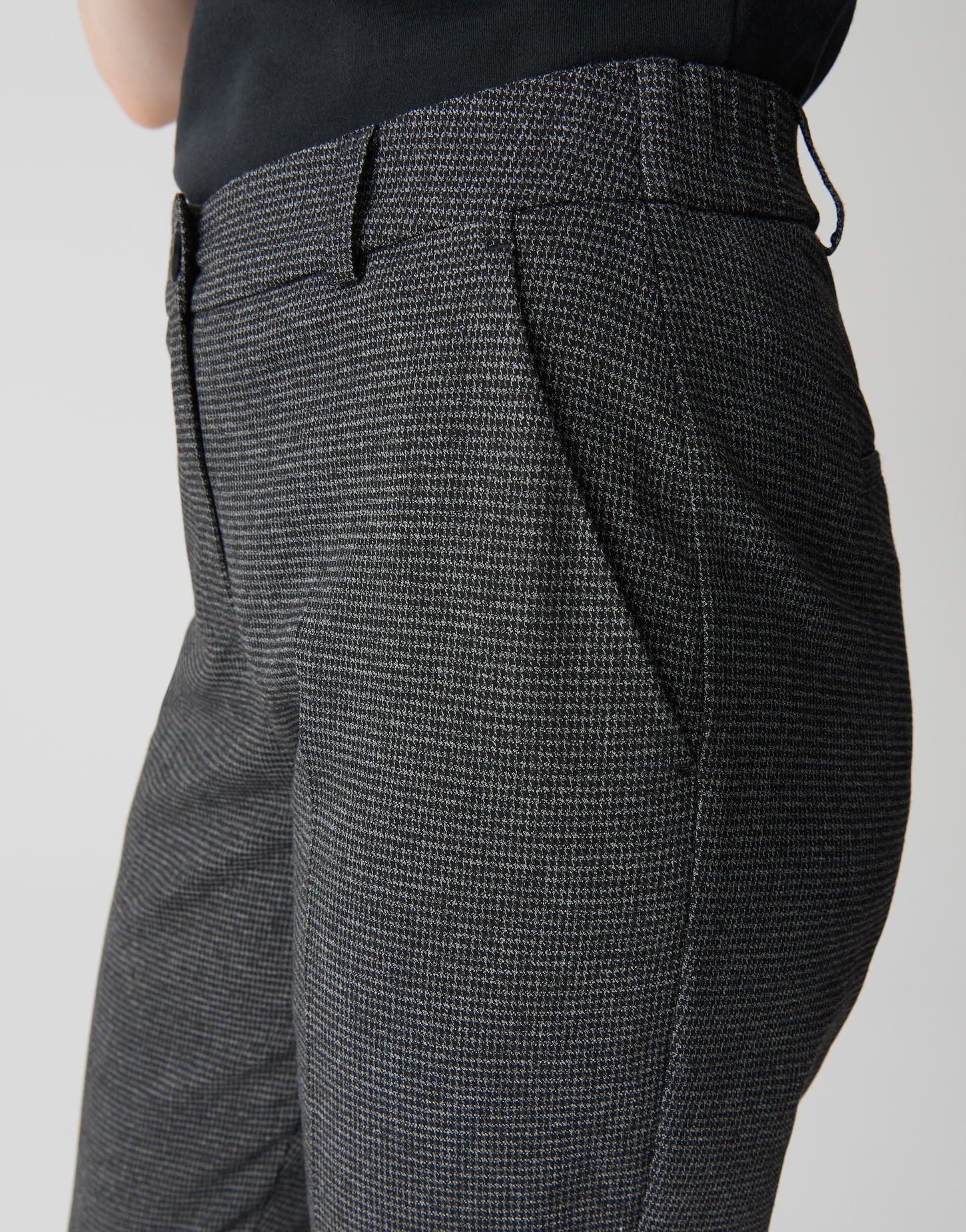 OPUS PANTS Stoffhose LANIA FUNK mit Pepitamuster Ankle, Ecovero Viscose, Aufschlag am Saum