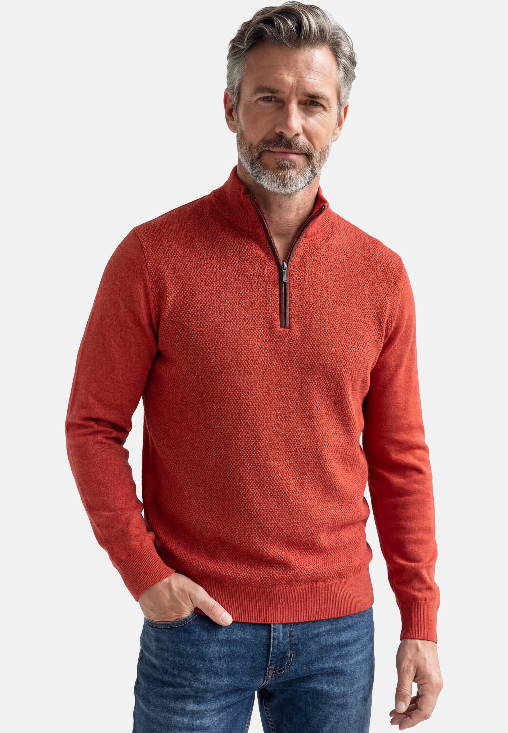 Redmond Strickpullover Basic (1-tlg) Troyer - Baumwolle - Atmungsaktiv