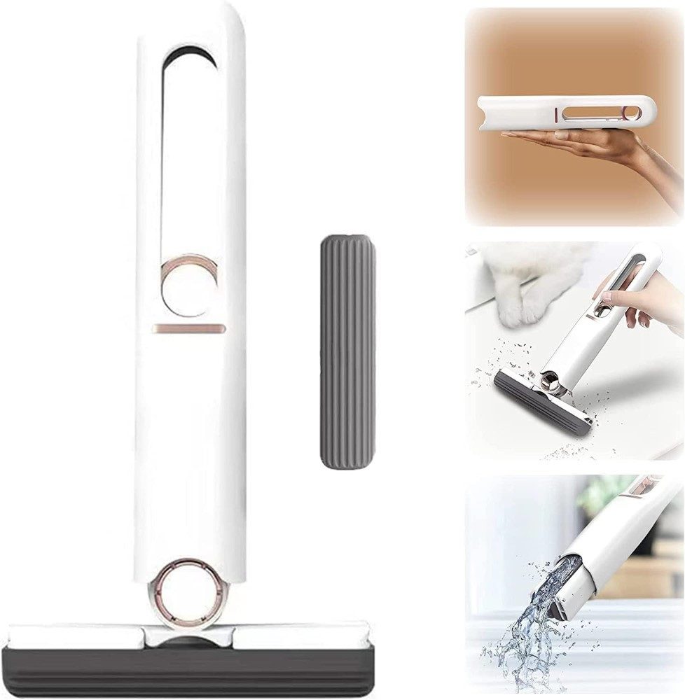 LA CUTE Wischmopp Waschbarer Reinigungs-Mini-Mopp für Böden, Hartholz, Fenster, Autos, (Tragbarer Mini Wischmopp mit Sauffähiger ABS Schwamm), Leichtgewichtig, saugfähiger Moppkopf, einfache Handhabung