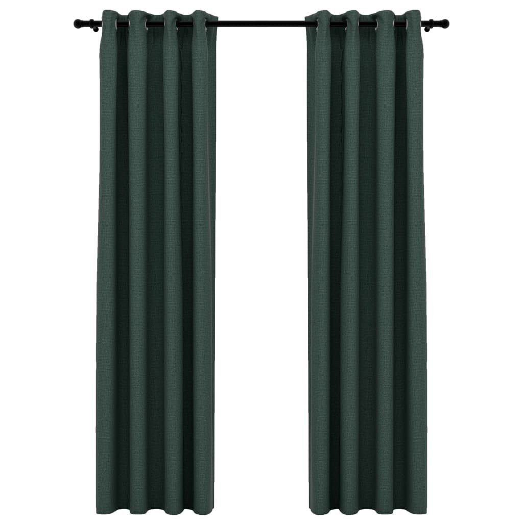 Grün Vorhang Stk. (2 Verdunkelungsvorhänge 2 140x225 furnicato, St) Ösen Leinenoptik cm,