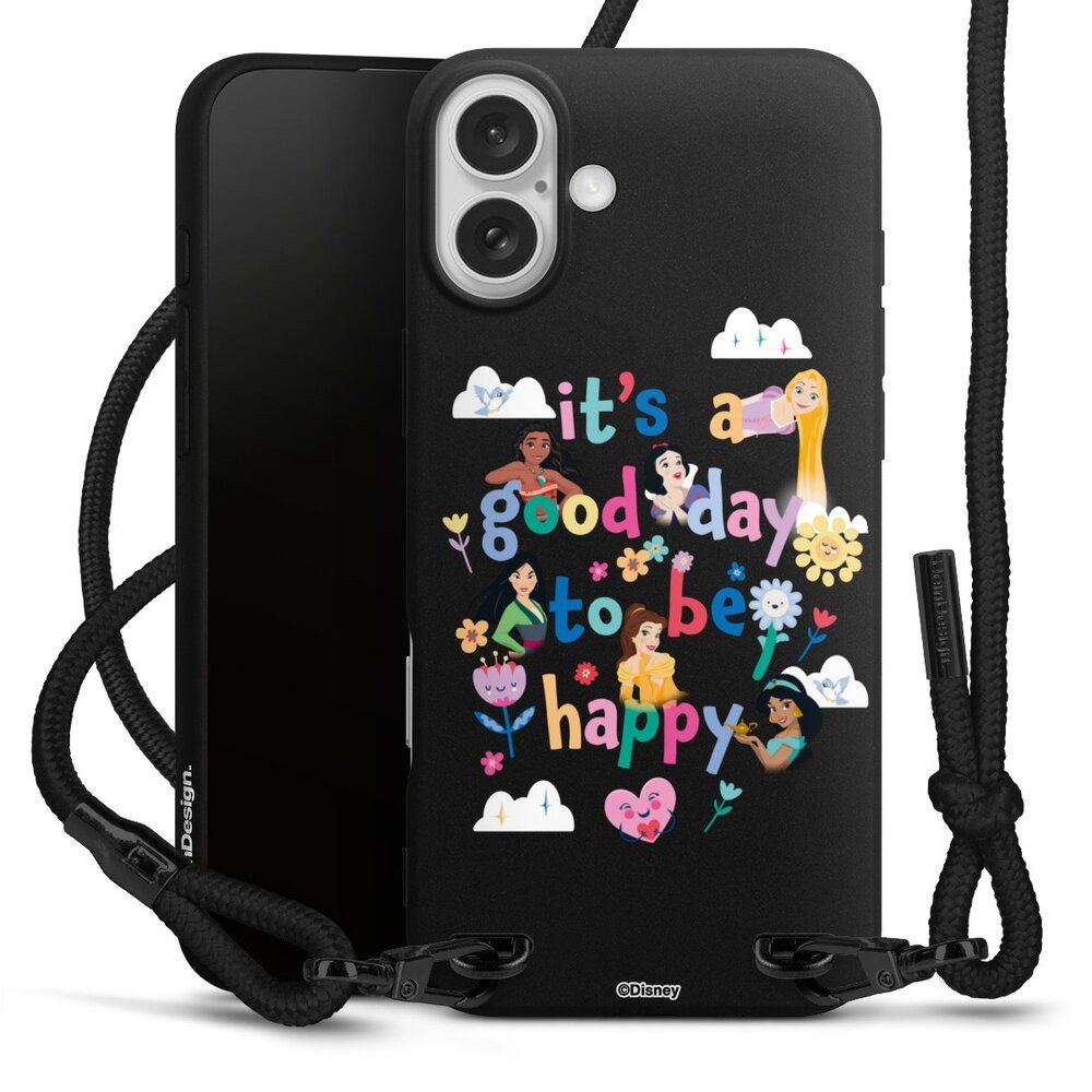 DeinDesign Handyhülle Disney Princess Offizielles Lizenzprodukt Prinzessin, Apple iPhone 16 Plus Premium Handykette Hülle mit Band Cover mit Kette