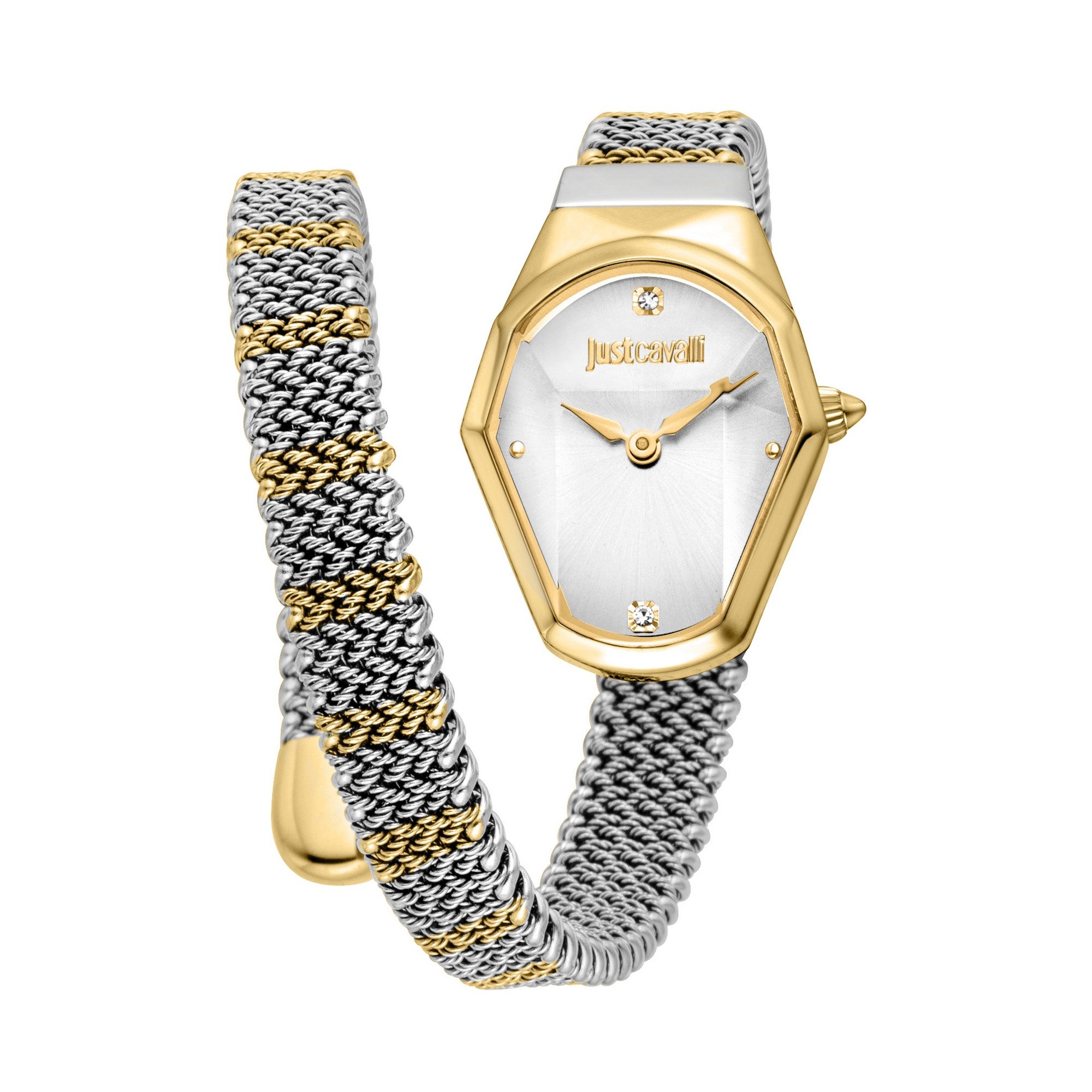 Just Cavalli Time Quarzuhr Signature Snake JC1L455M0055, Armbanduhr, Edelstahlarmband, analog, Kristallsteine