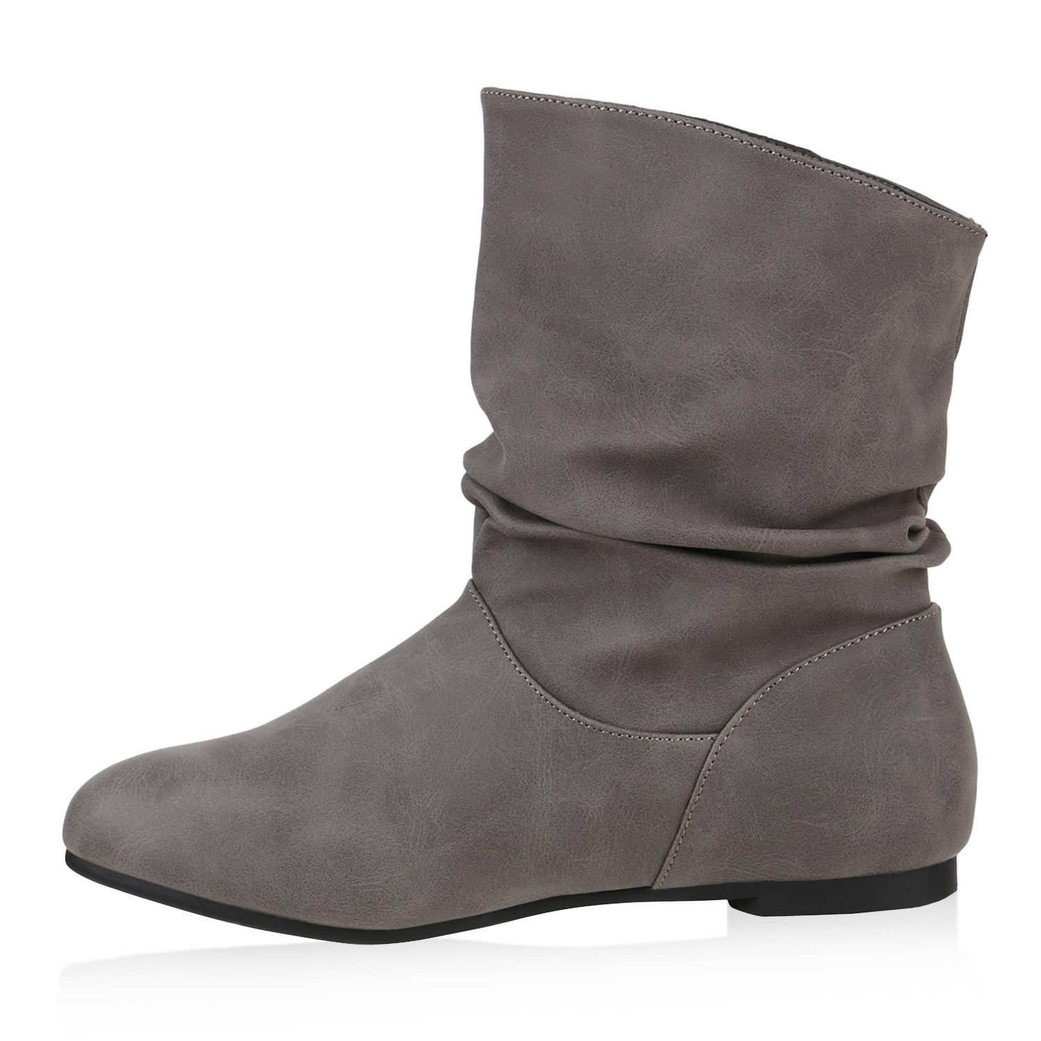 VAN HILL 902283 Schlupfboots Damen Schlupfstiefel Leder-Optik Stiefeletten Bequeme
