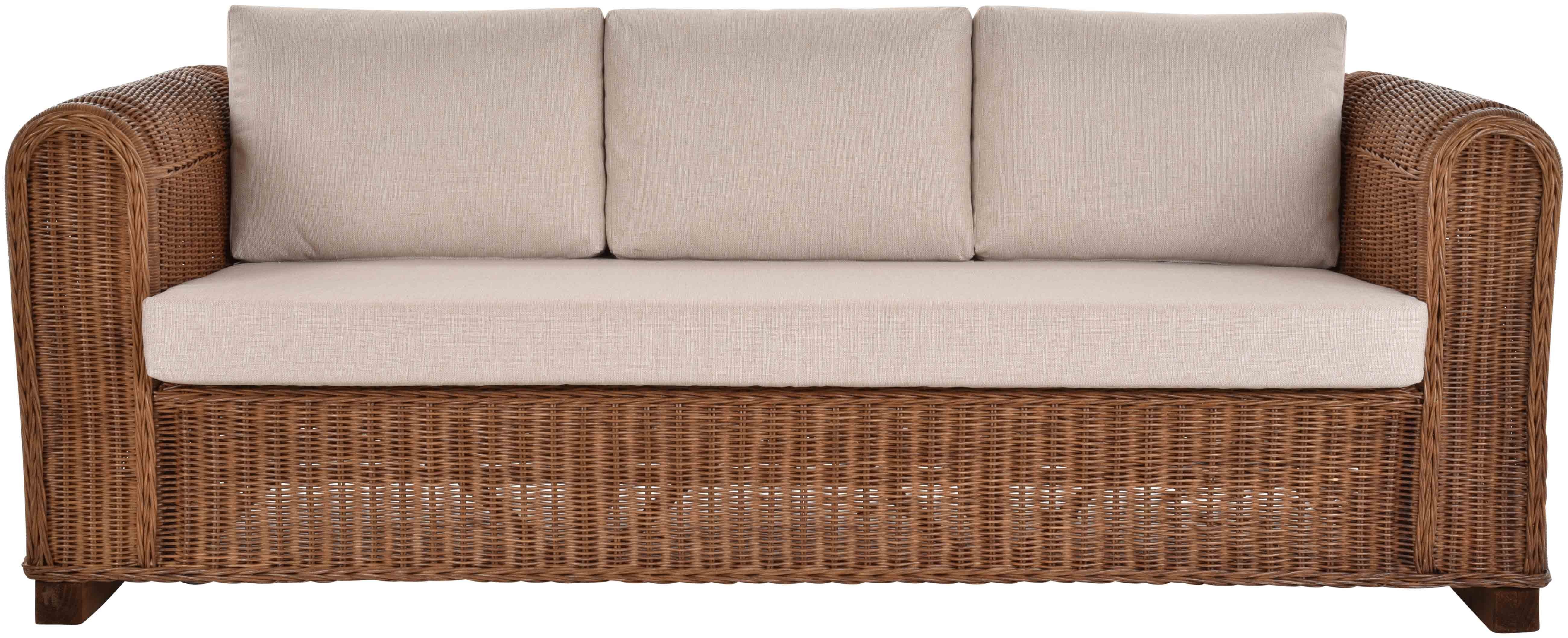 Dreisitzer Farbe IO Couch Braun Home Rattansofa Rattan Wohnzimmer, Wohnzimmersofa Loungesofa für 3 Krines Personen