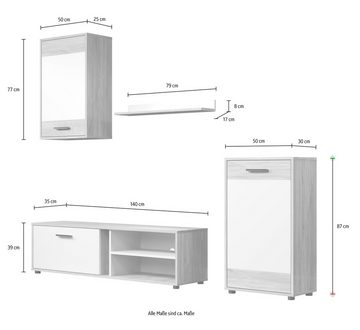 INOSIGN Wohnwand Valetta, (Komplett-Set, 4-St), inkl. Lowboard, Hängeschrank, Wandboard und Highboard