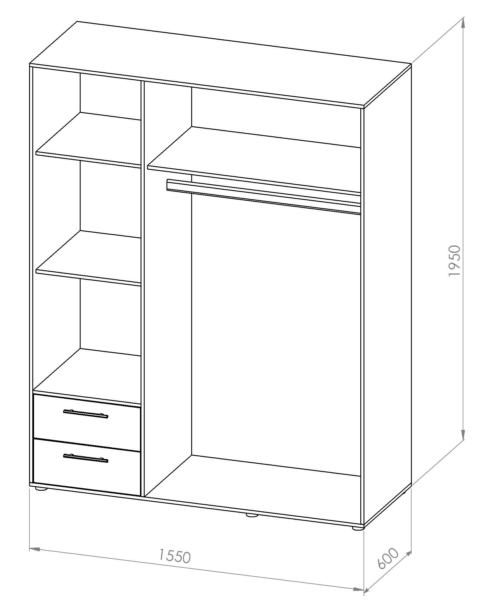 | Eiche Sonoma Eiche Kleiderschrank Schlafkontor Sonoma Weiß / Valencia