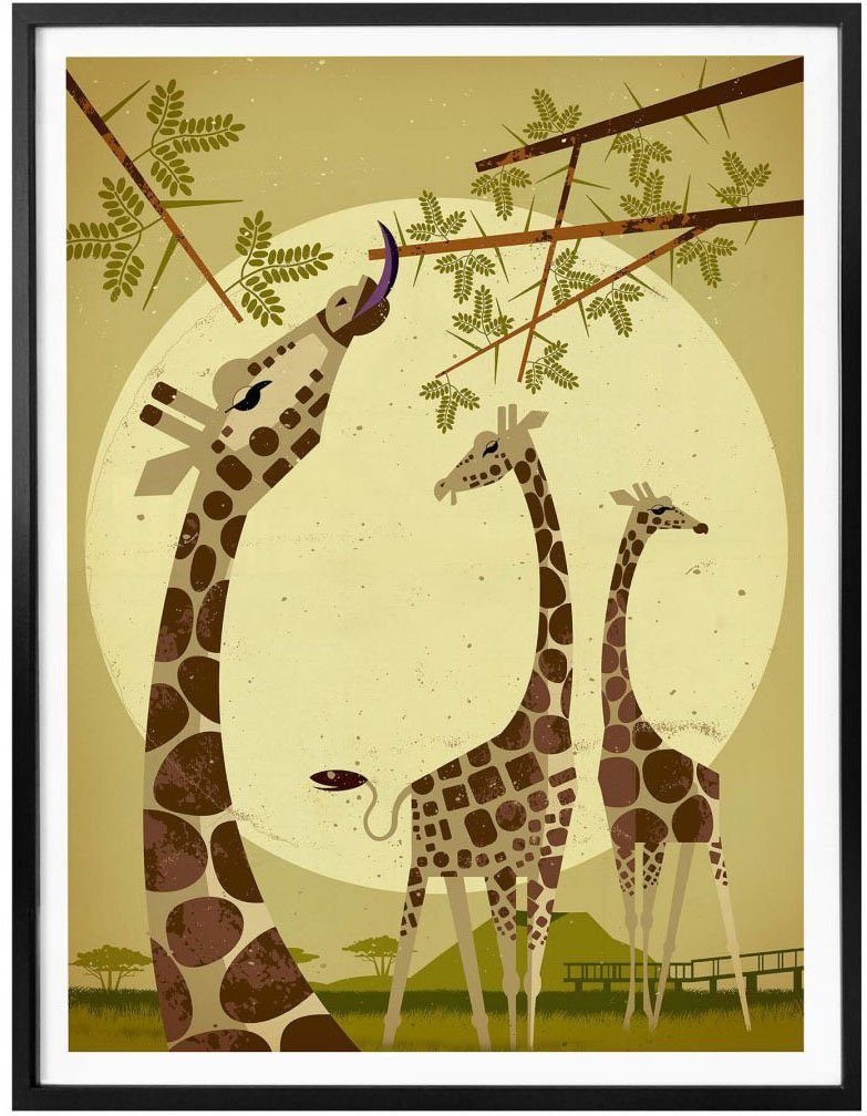 Poster, (1 Giraffes, St), Wandbild, Wall-Art Wandposter Poster Bild, Tiere