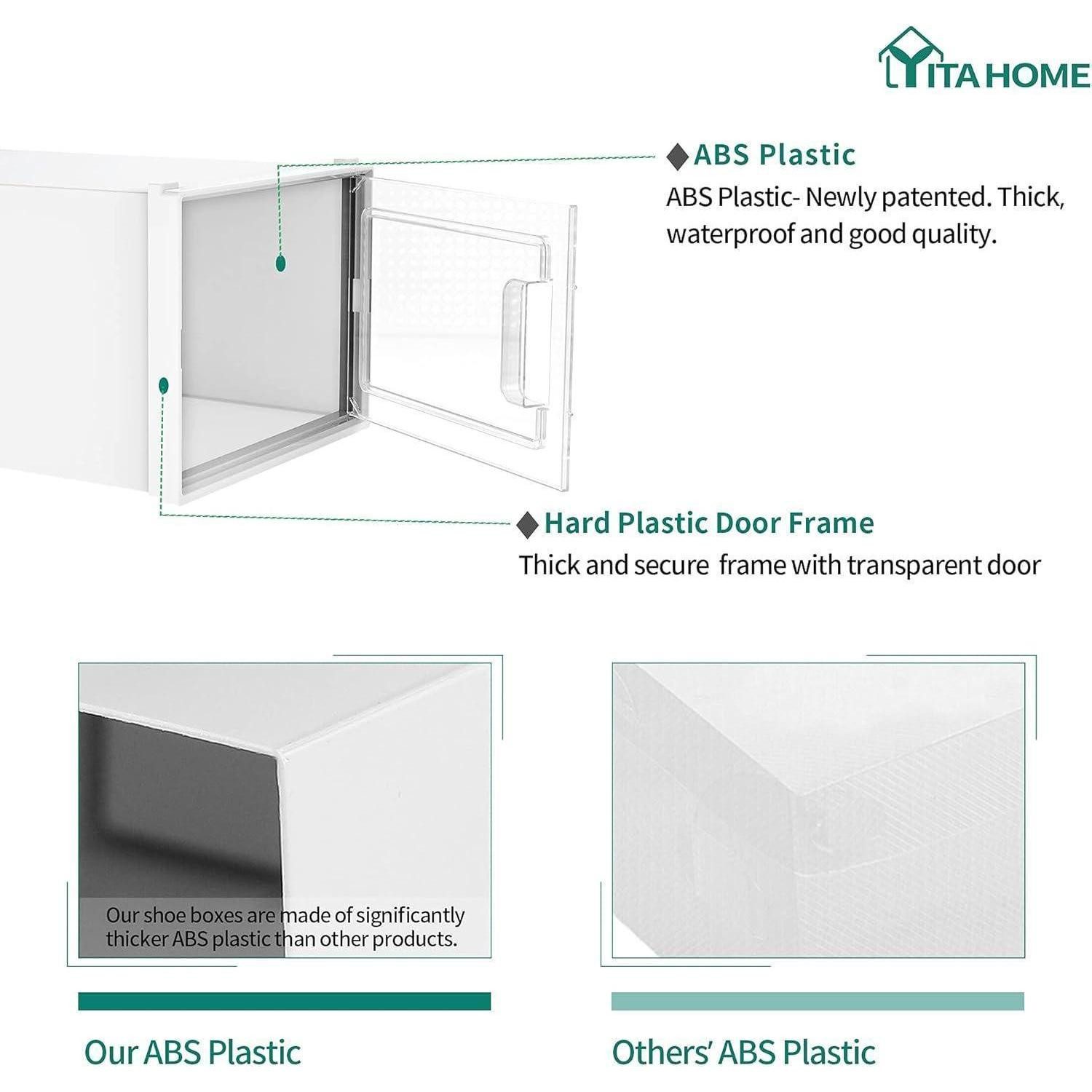 YITAHOME Schuhbox Schuhboxen 6er Set stapelbar transparent belüftet Größe 46