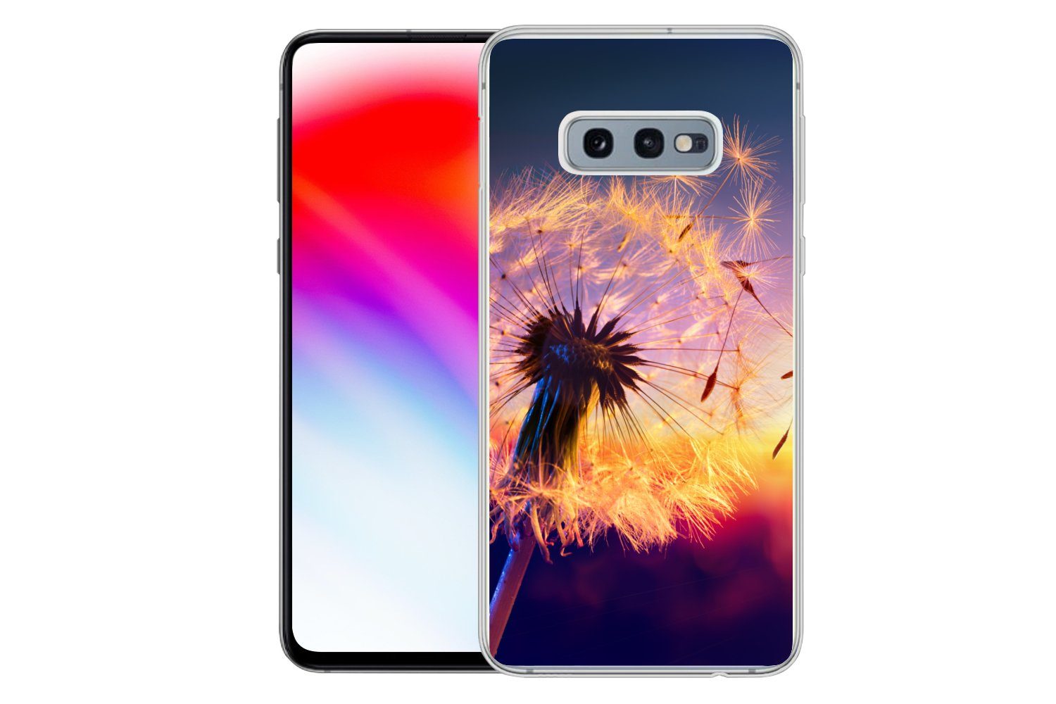 MuchoWow Handyhülle für Samsung Galaxy S10e Löwenzahn - Blumen - Sonnenuntergang - Horizon, Phone Case, Silikon, Schutzhülle Dünn