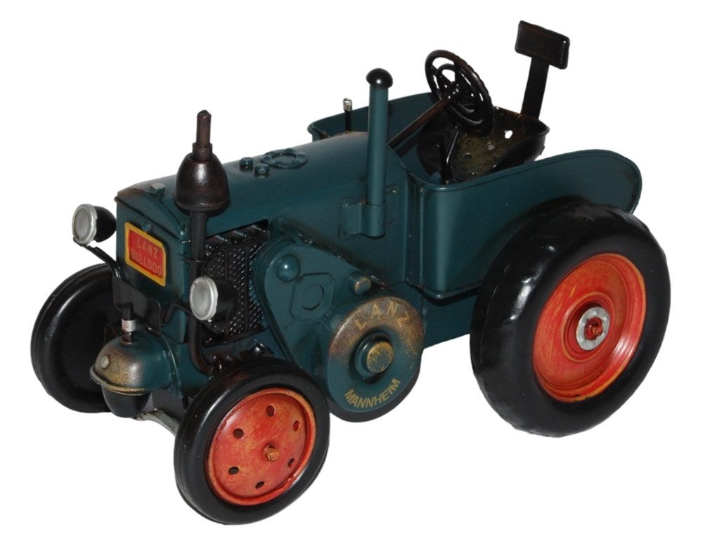JS GartenDeko Modelltraktor Blechtraktor Oldtimer Marke Lanz Bulldog Traktor D95/D1506 L 27 cm