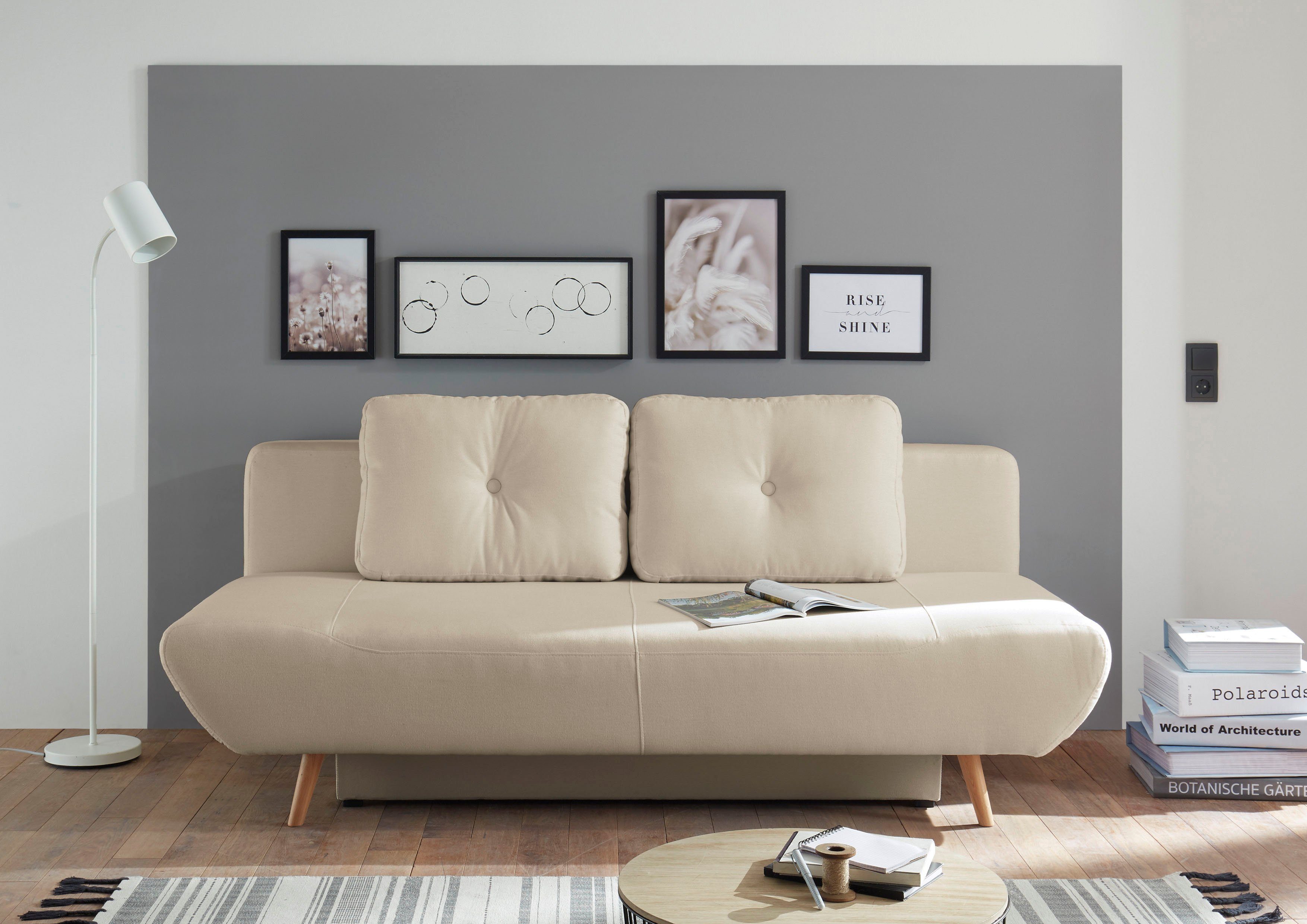 Home affaire Schlafsofa Segmon, einfach in ein bequemes Bett umwandeln, inklusive Bettkasten