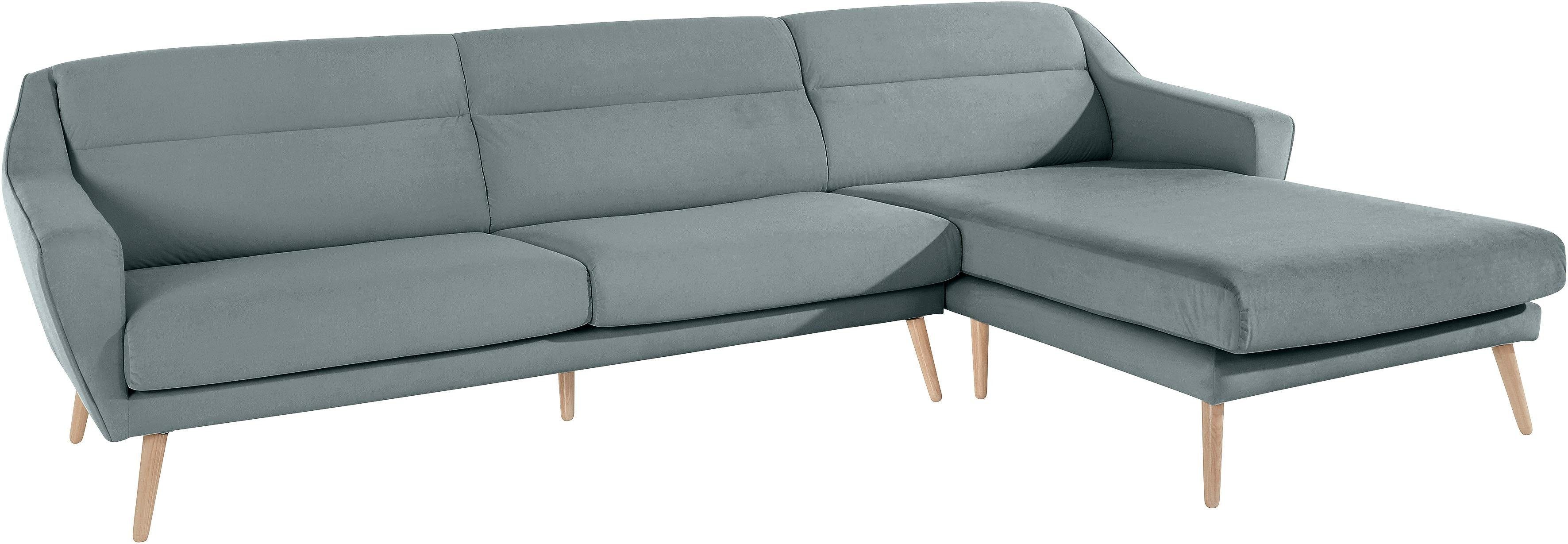 andas Ecksofa "Bille L-Form" mit Naht im Rückenkissen und Beinen aus Eichen günstig online kaufen