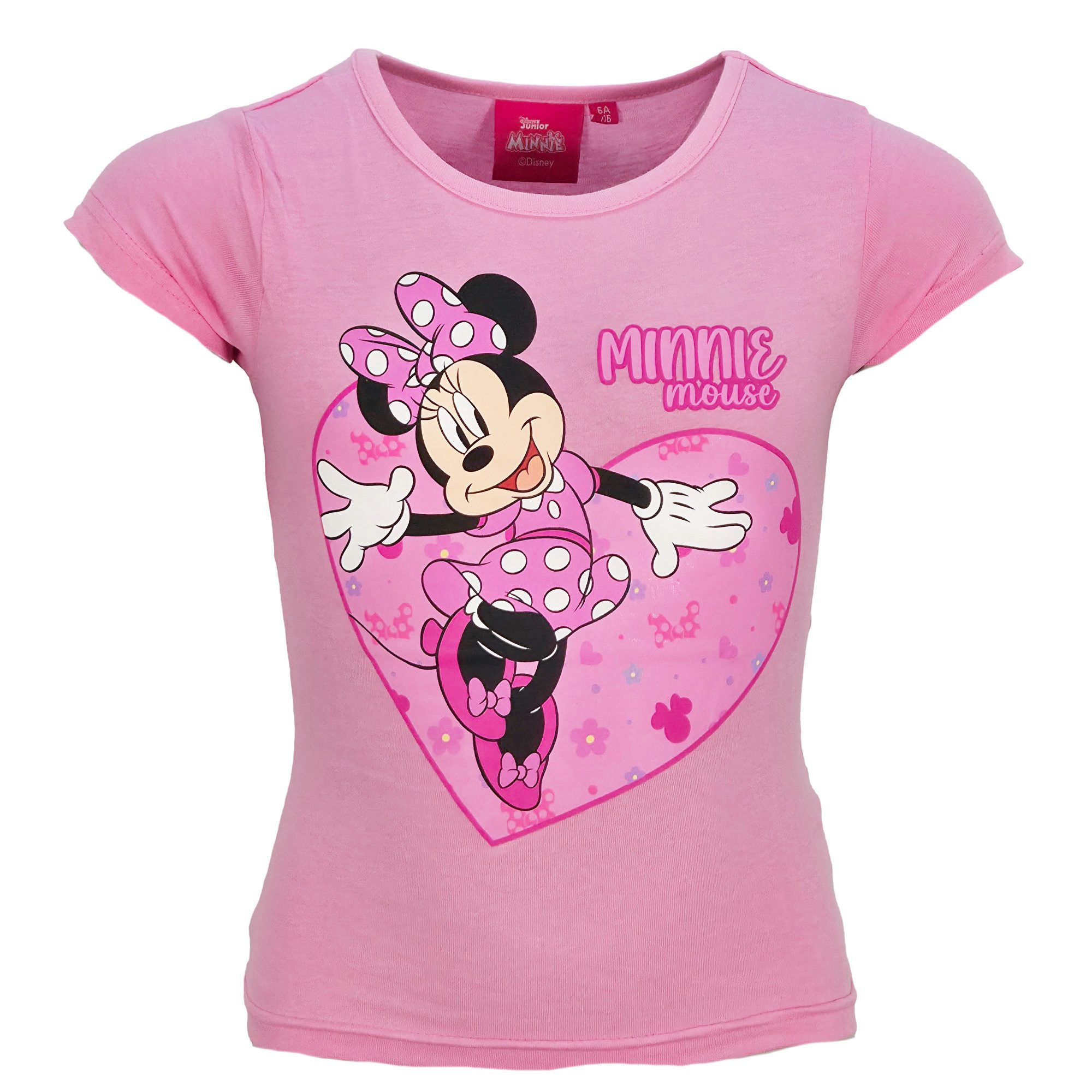 Disney Print-Shirt Disney Minnie Maus Mädchen Kinder kurzarm T-Shirt 100% Baumwolle, Gr. 98 bis 128