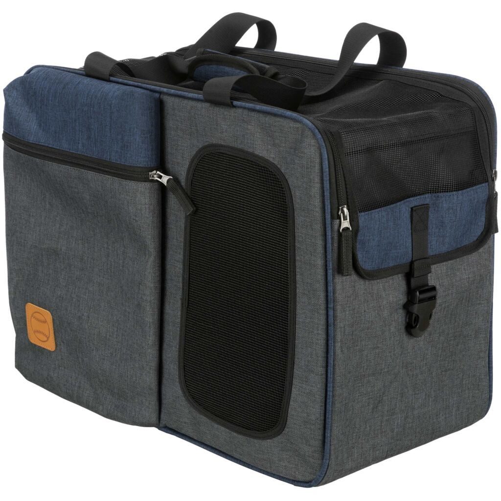 TRIXIE Tiertransporttasche Rucksack & Tasche Tara 2 in 1 - grau/blau - 25 × 38 × 50 cm